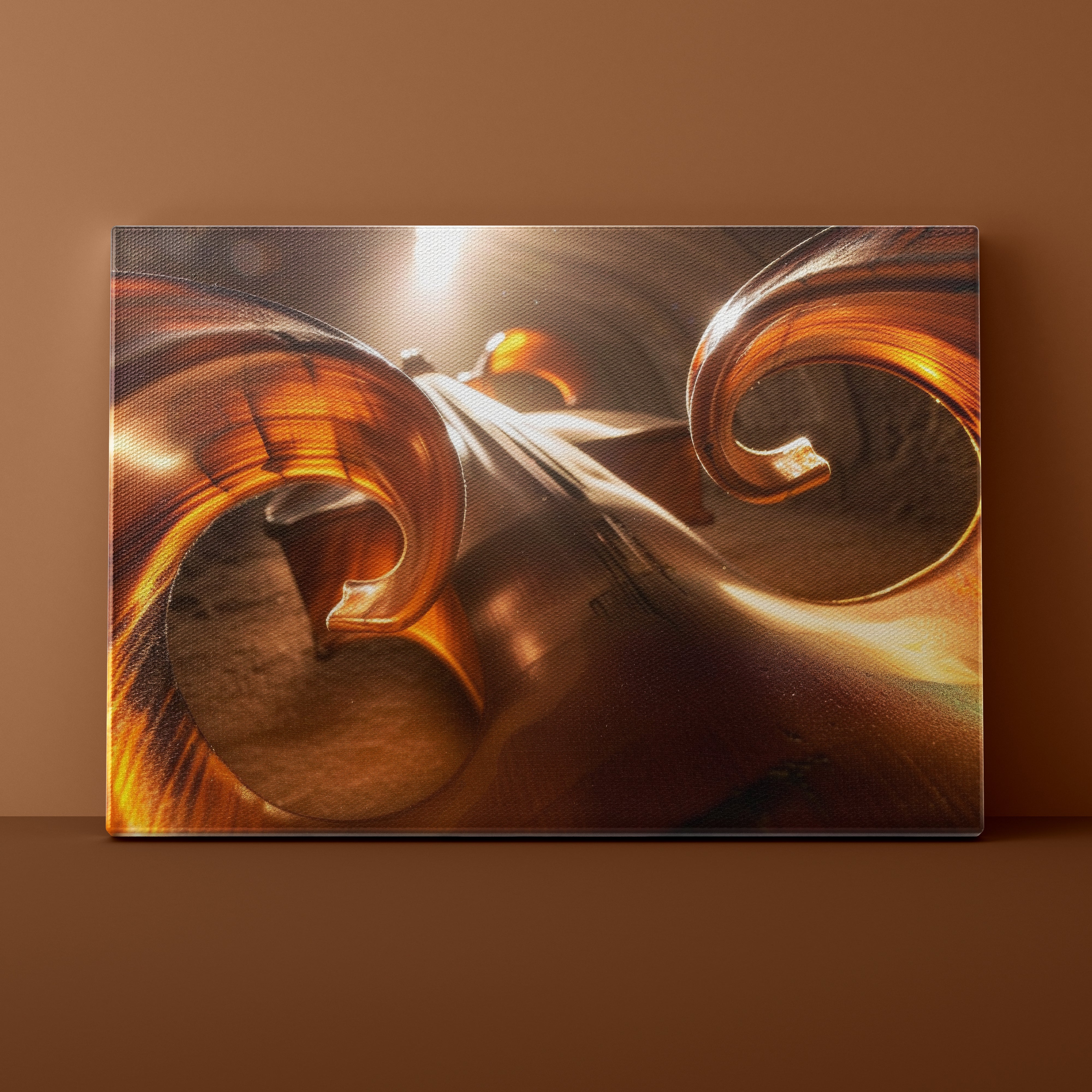 Abstract artwork with swirling patterns on a brown background