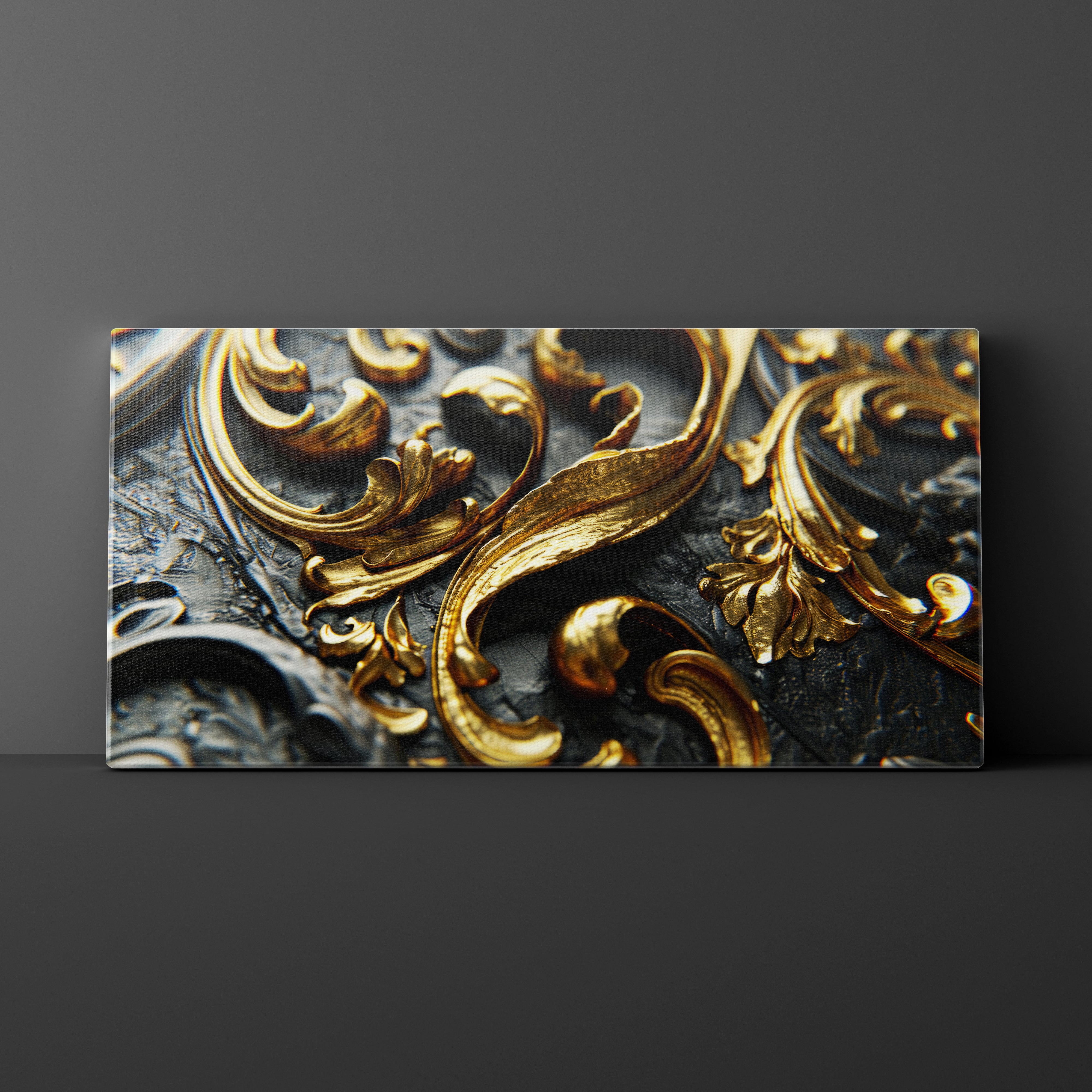 Decorative gold and black pattern on a dark background