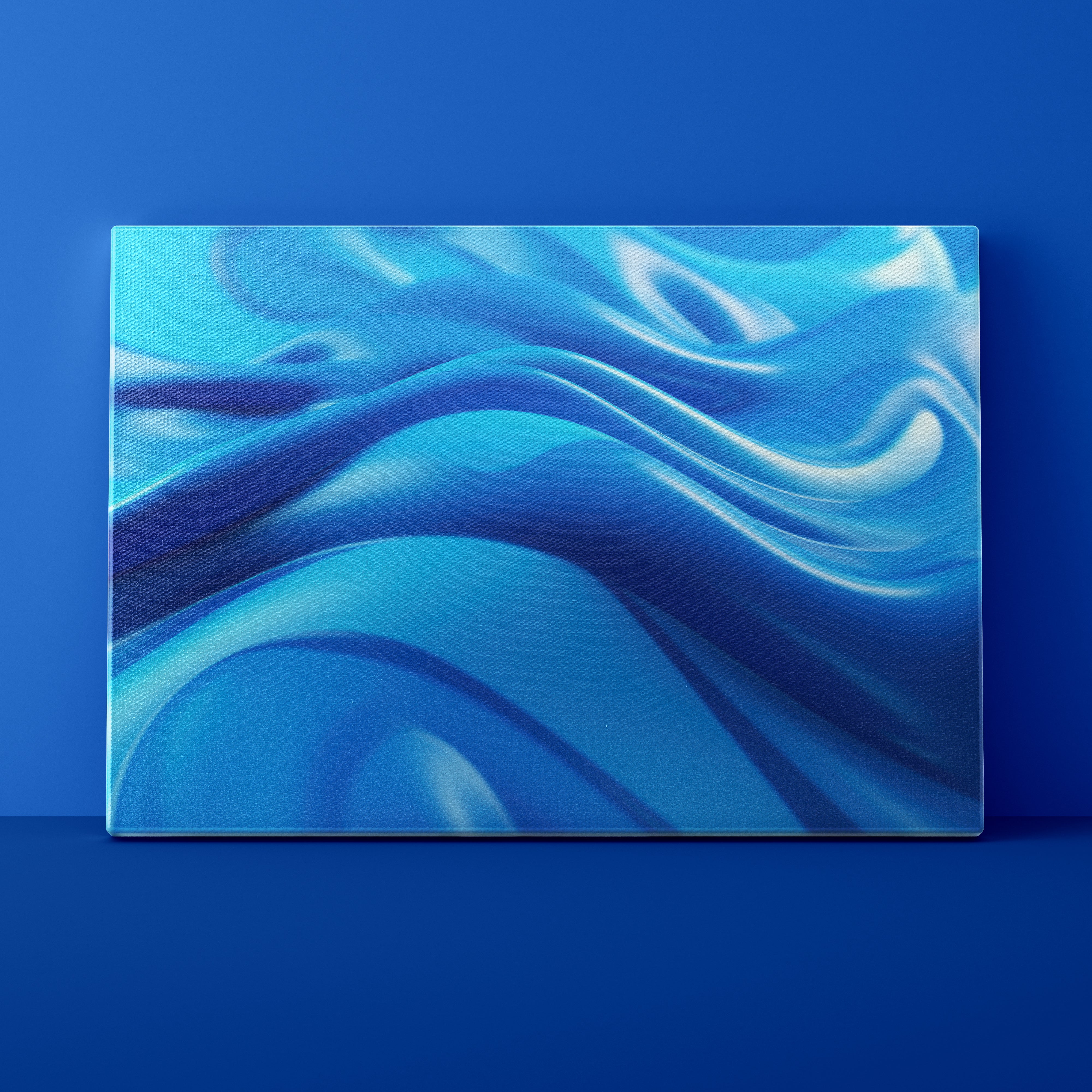 Blue abstract wavy design on a blue background