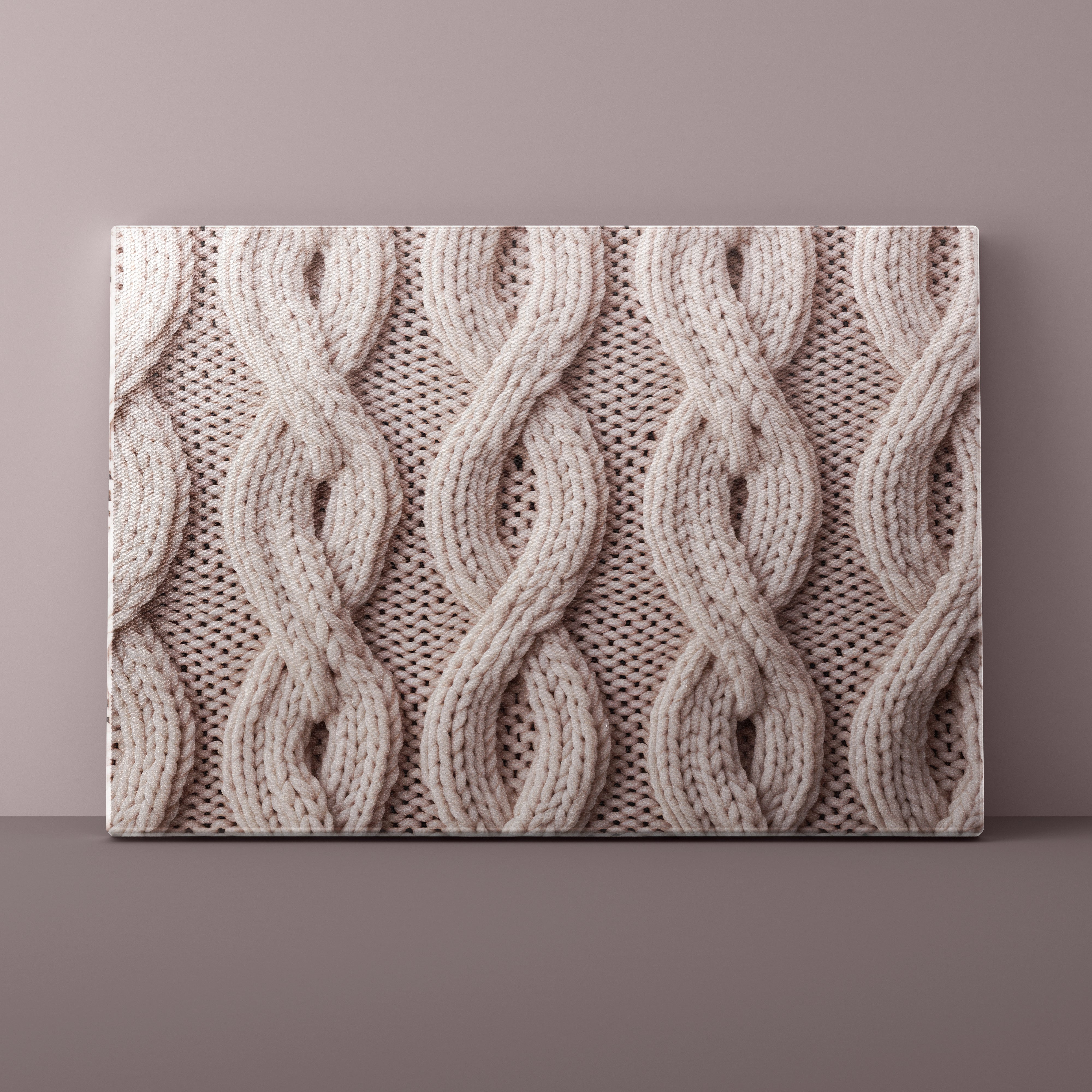 Textured beige fabric panel with cable knit pattern on a matching background