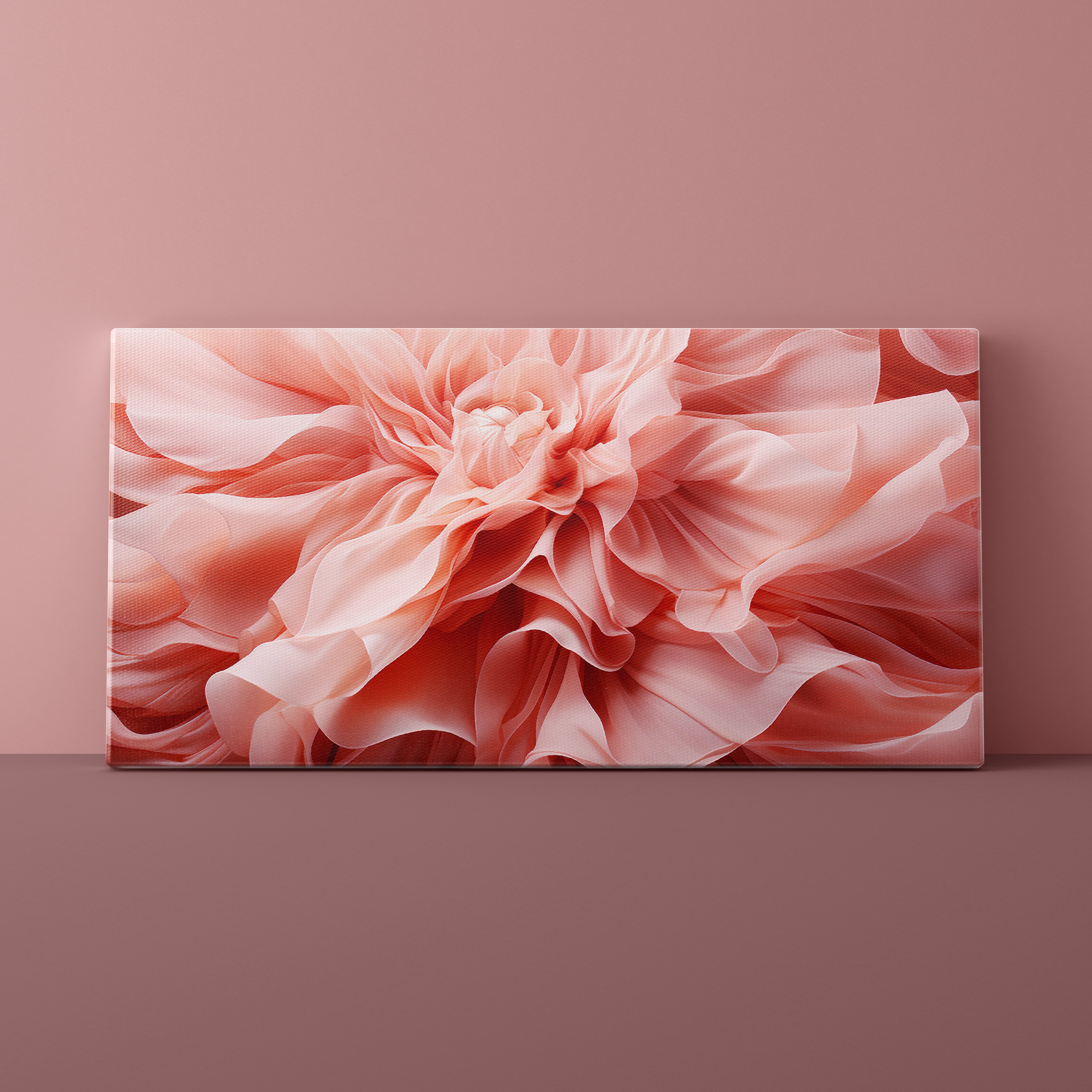 Canvas print of a pink flower on a matching pink wall