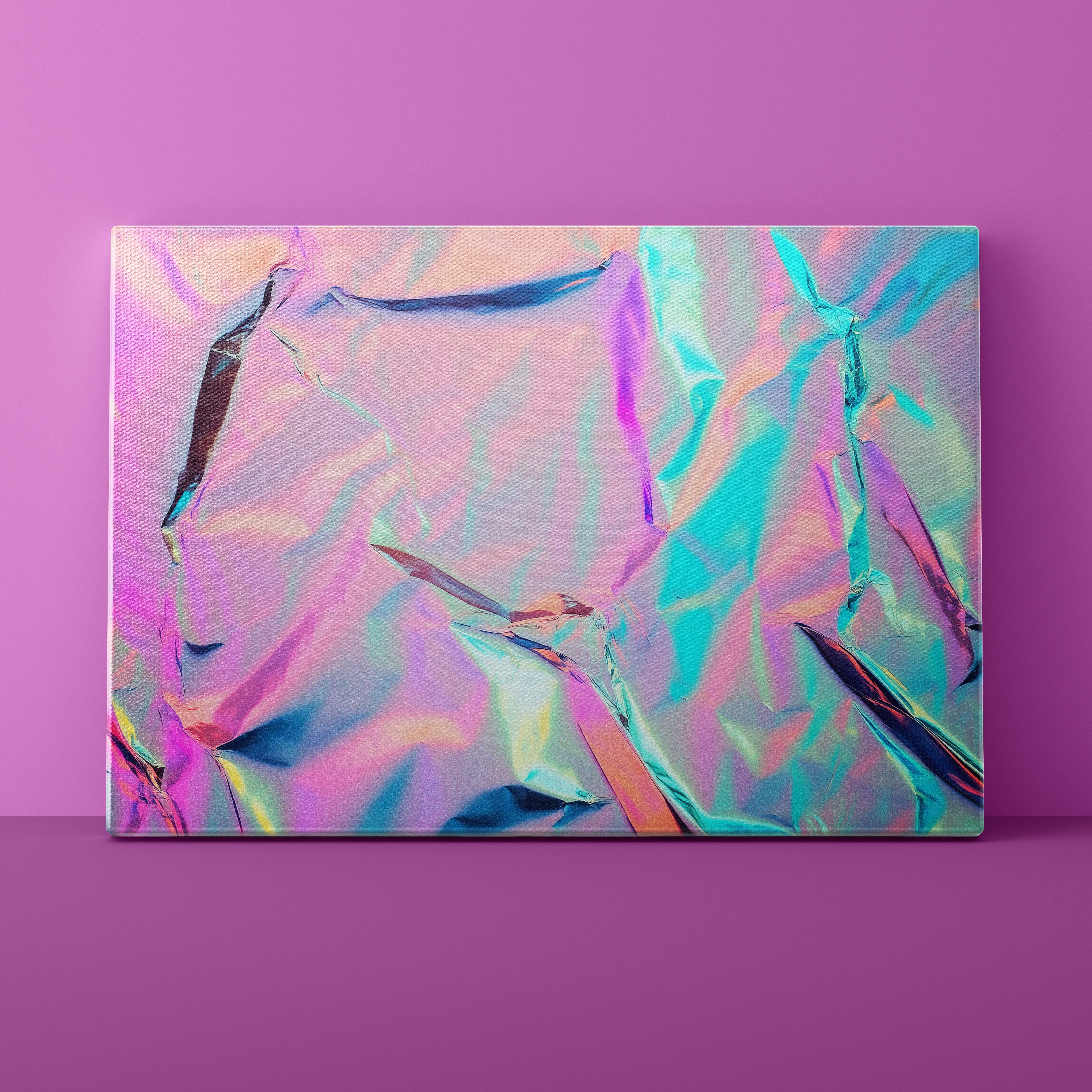 Holographic foil on a purple background