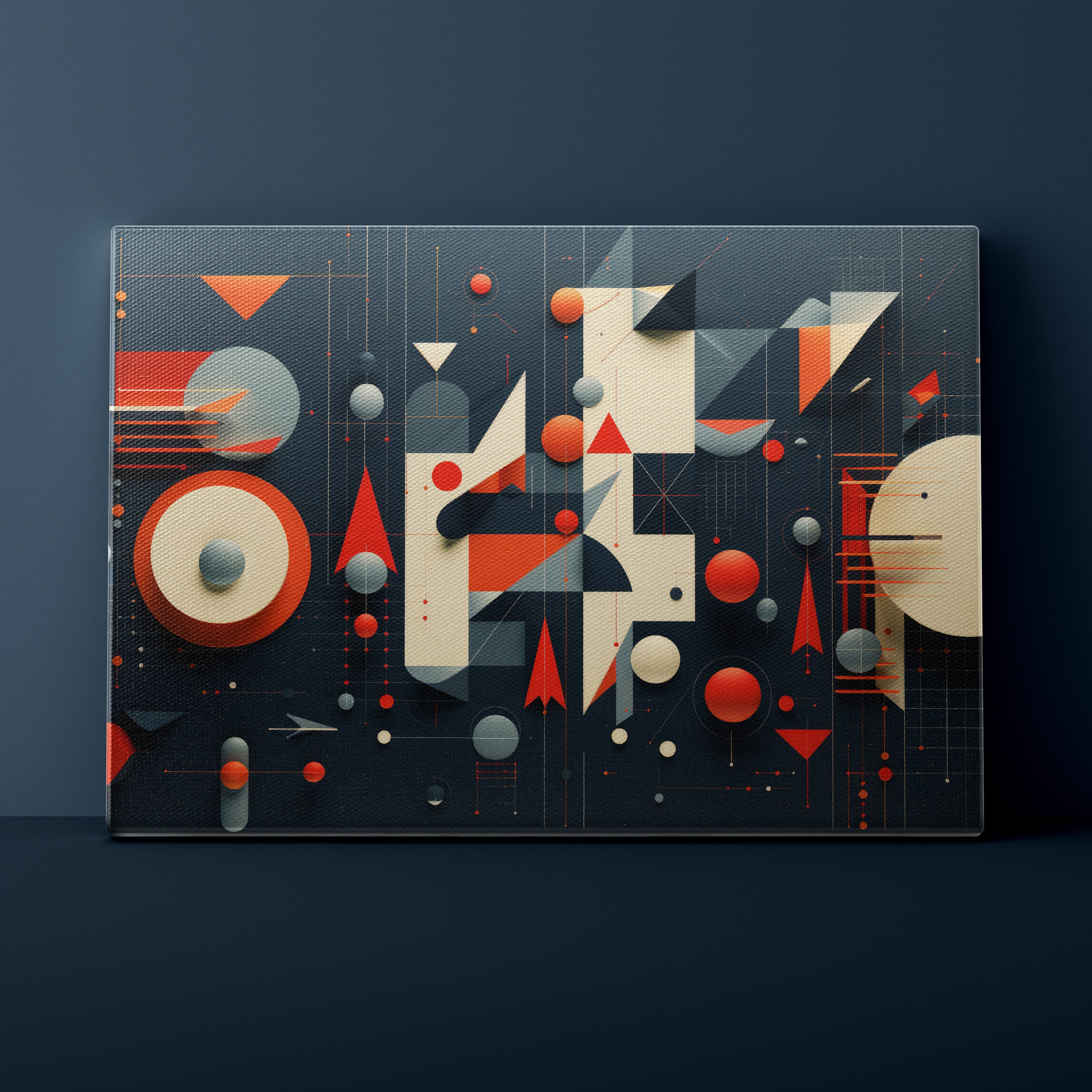 Abstract geometric design on a dark blue background