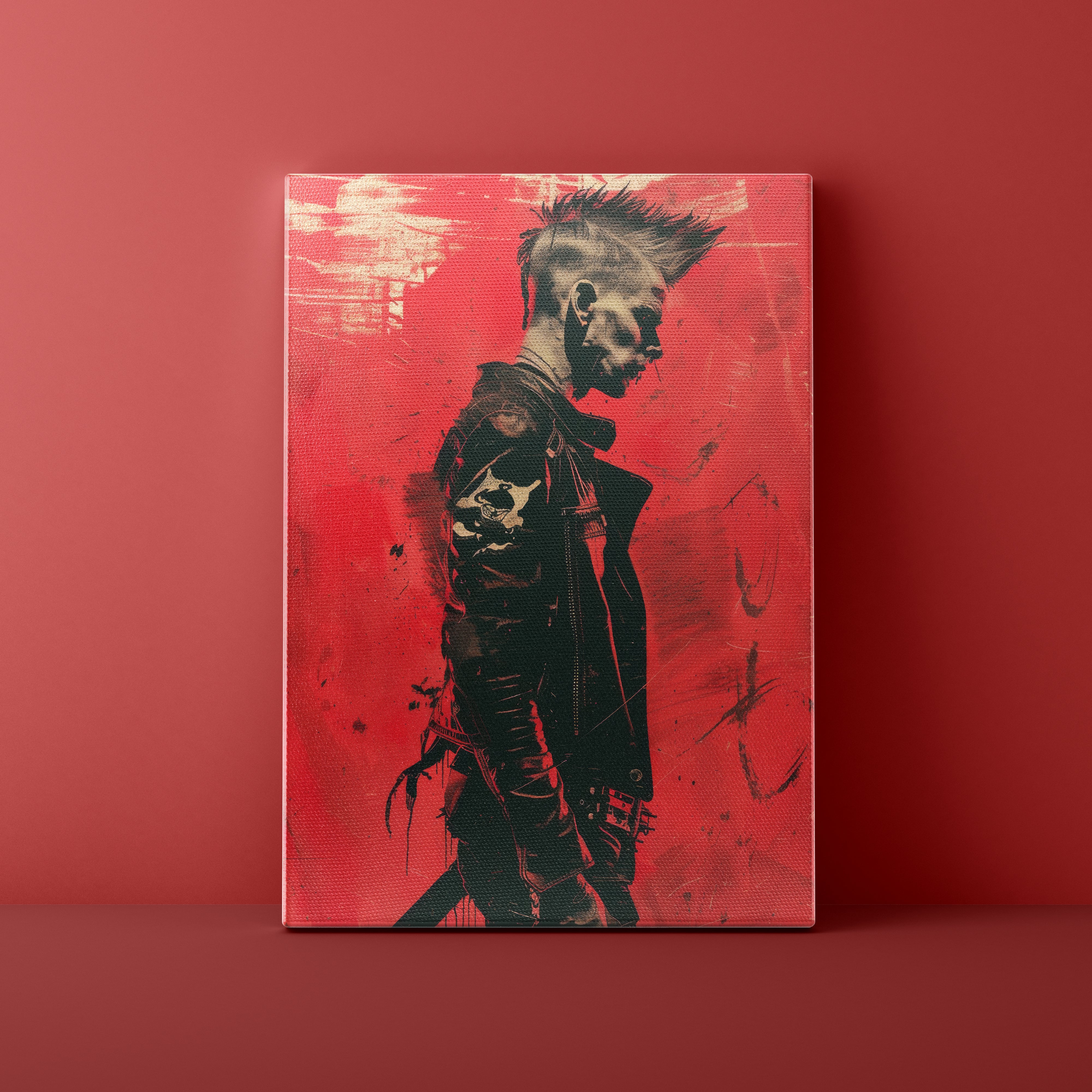 Canvas print of a stylized character on a red background