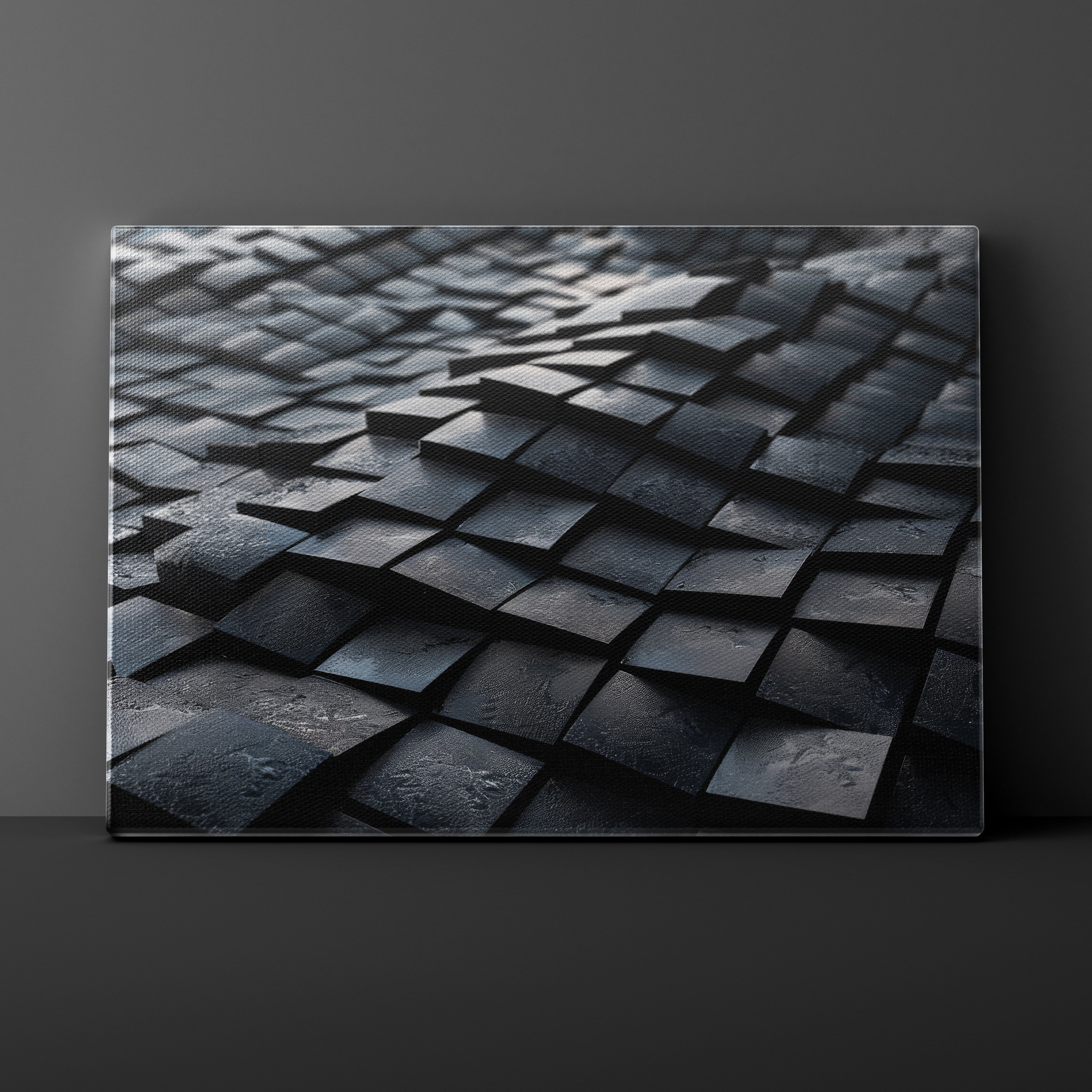 Abstract black and gray geometric pattern on a dark background