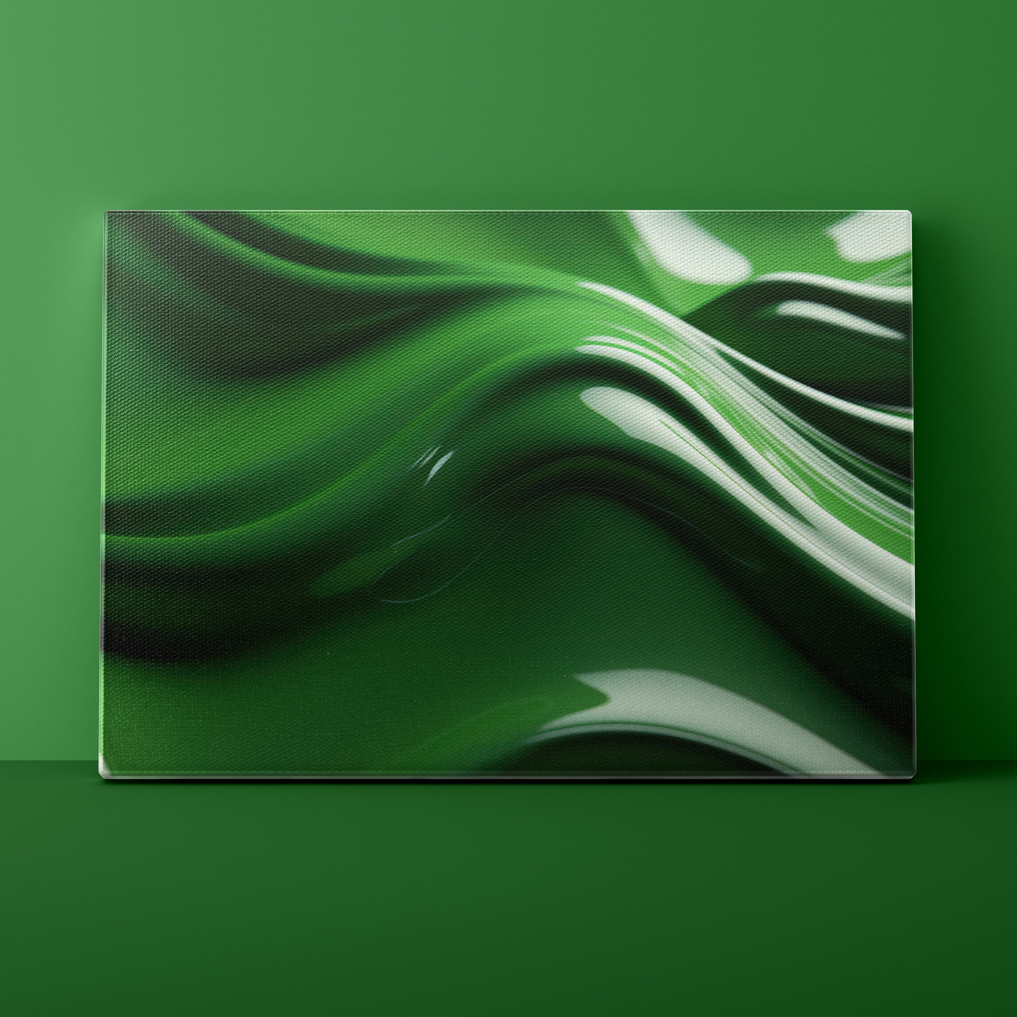 Abstract green and white wavy pattern on a green background