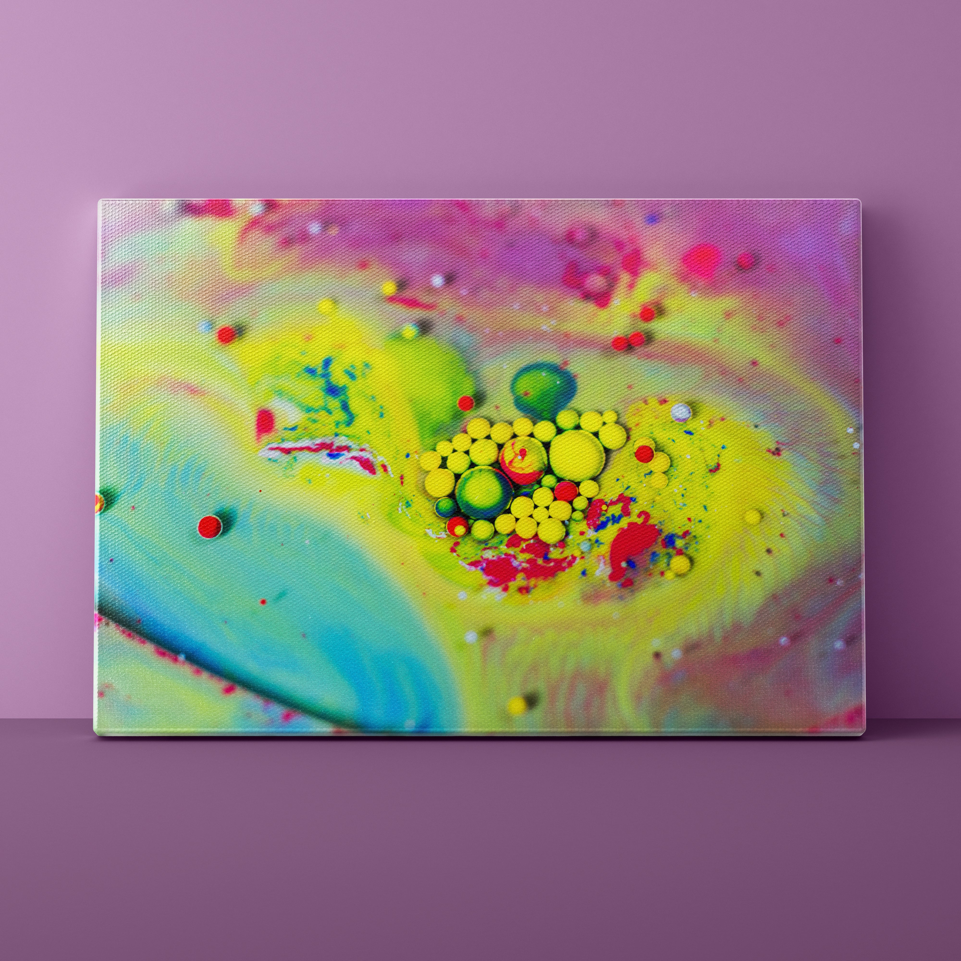 Colorful abstract painting on a purple background