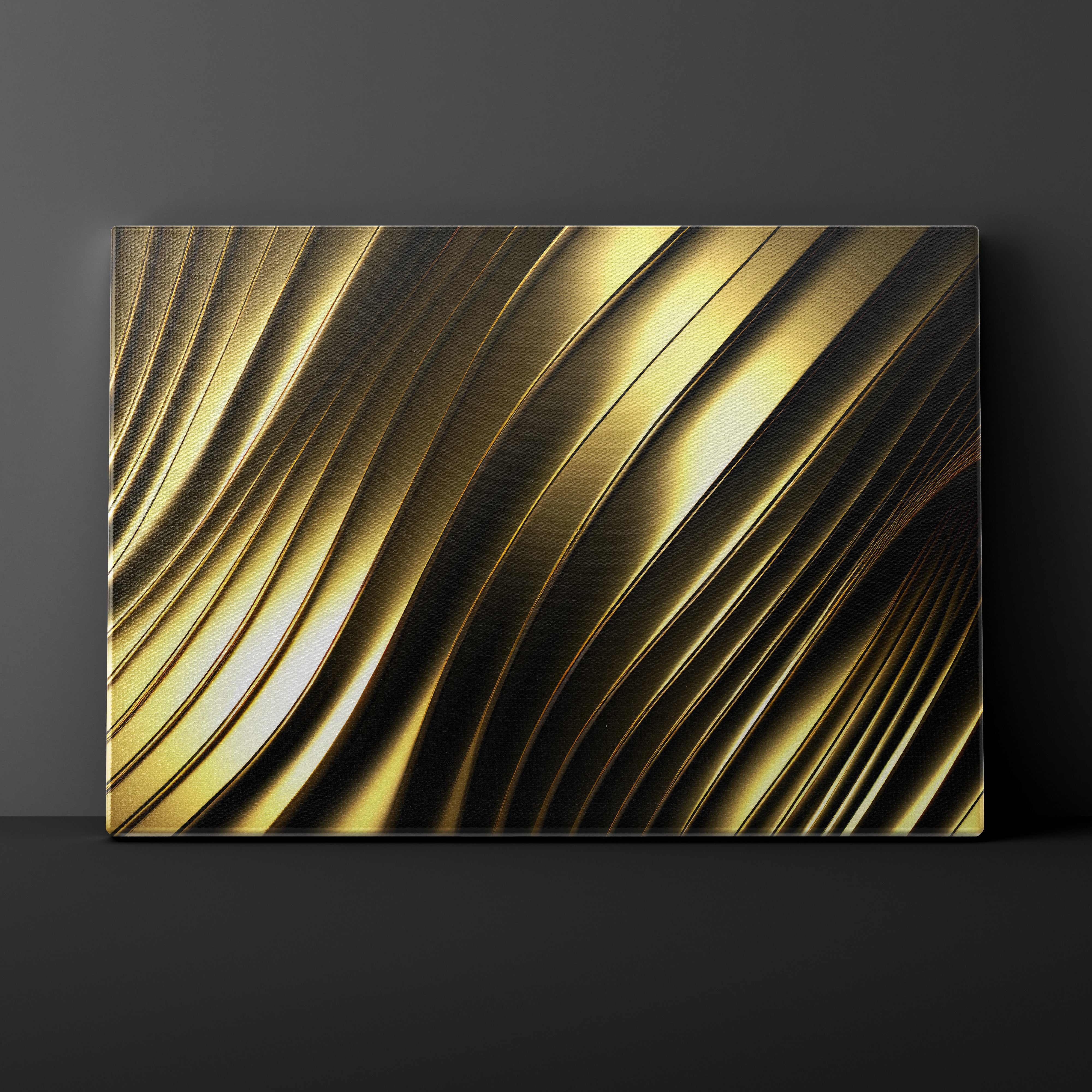 Abstract gold and black wavy pattern on a dark background