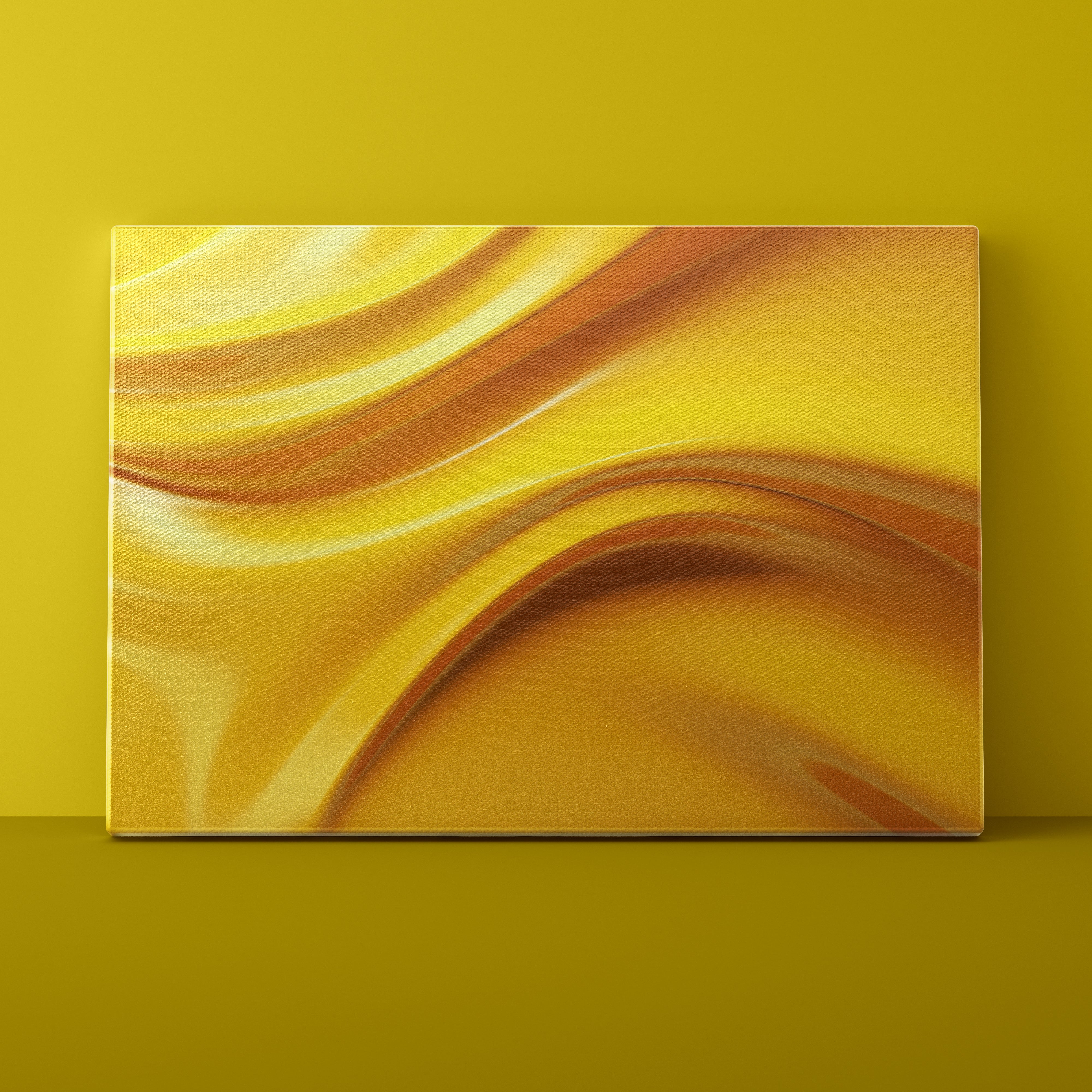 Abstract yellow and brown wavy pattern on a yellow background