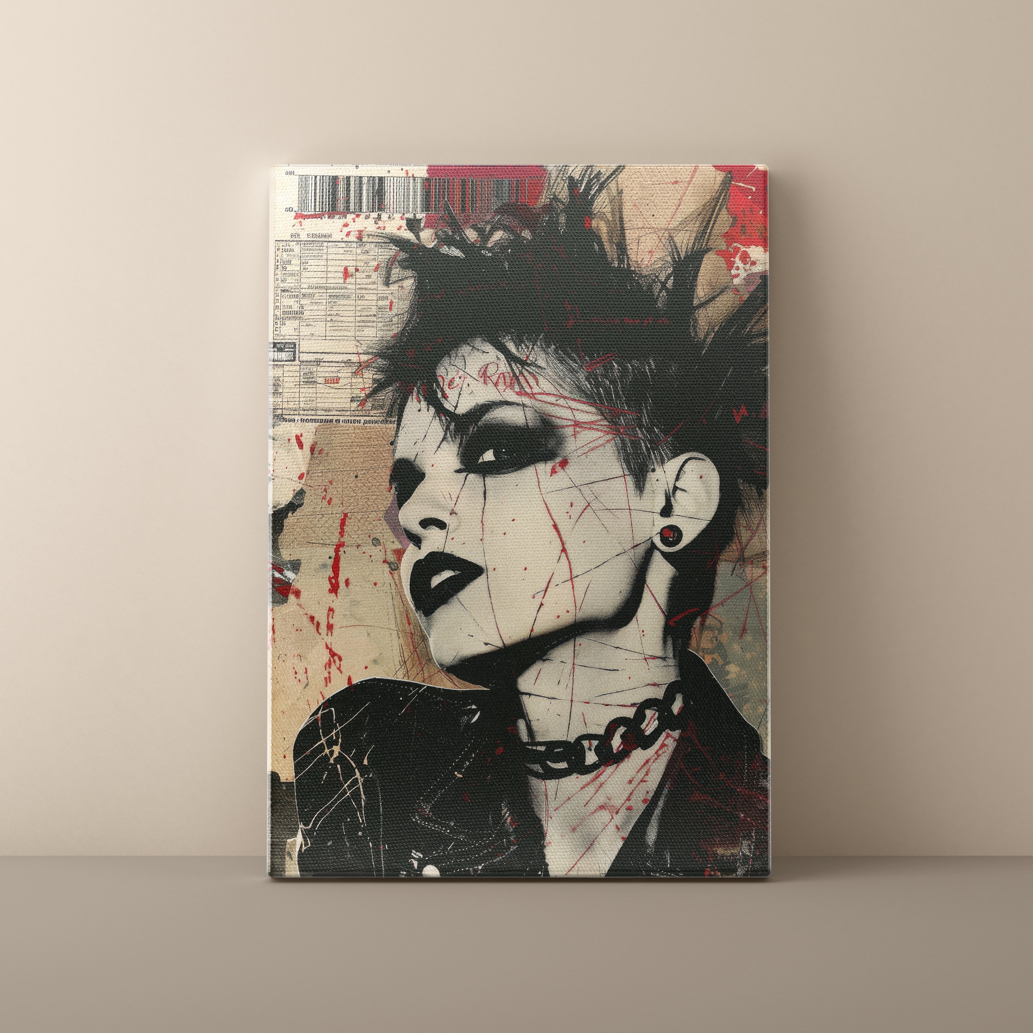 Canvas print of a stylized portrait with a textured background