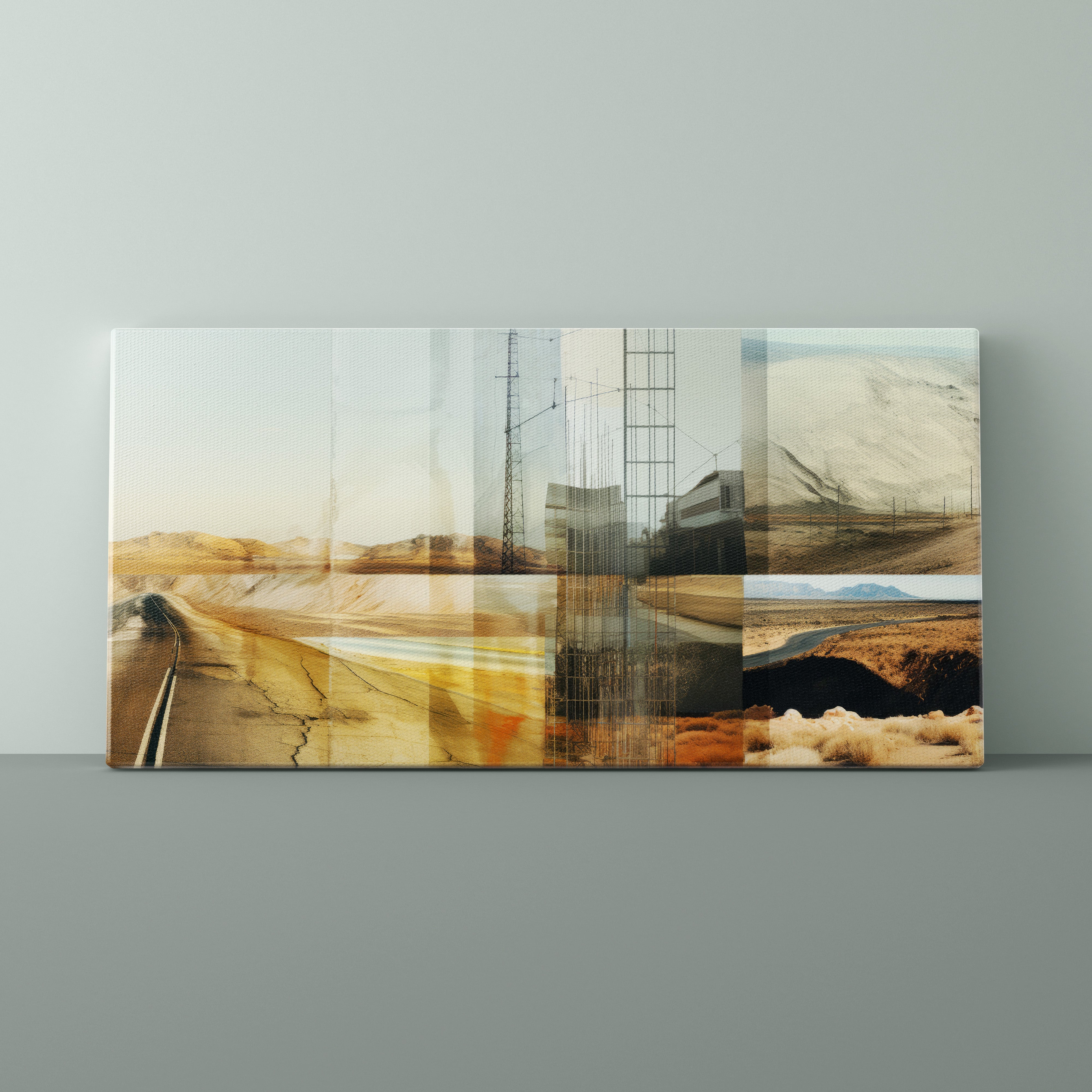 Multiframe artwork on a gray wall