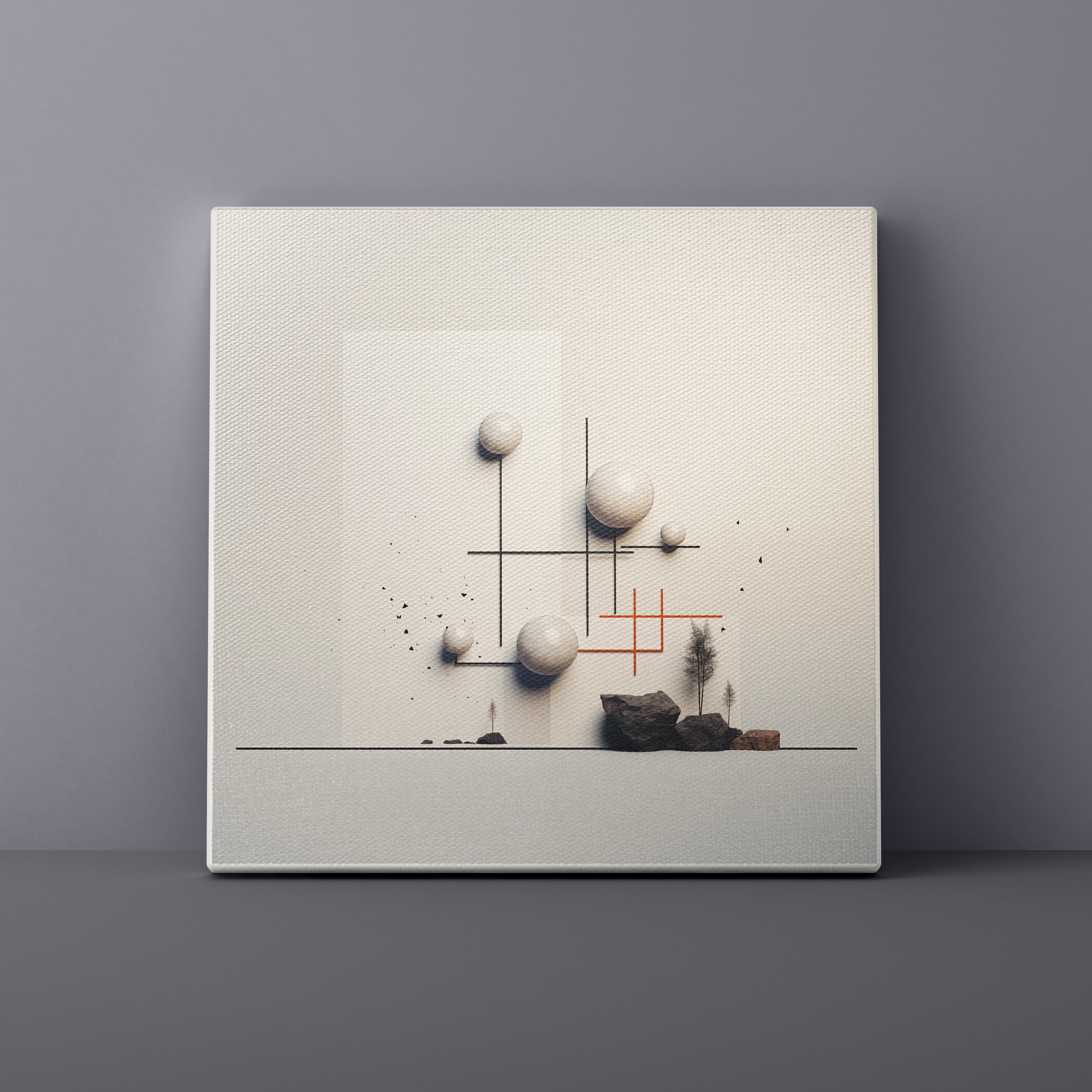 Abstract art piece on a gray wall