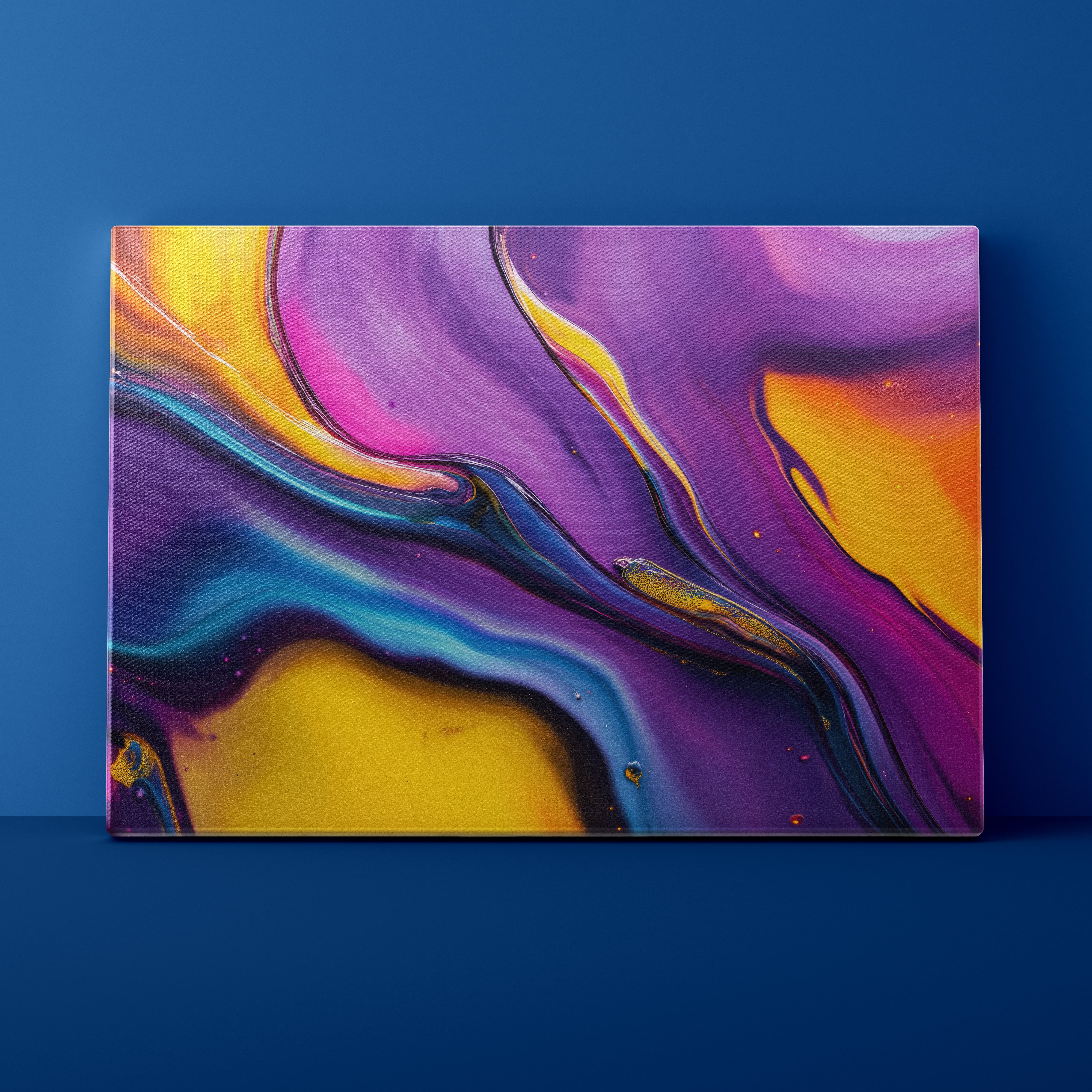 Colorful abstract painting on a blue background
