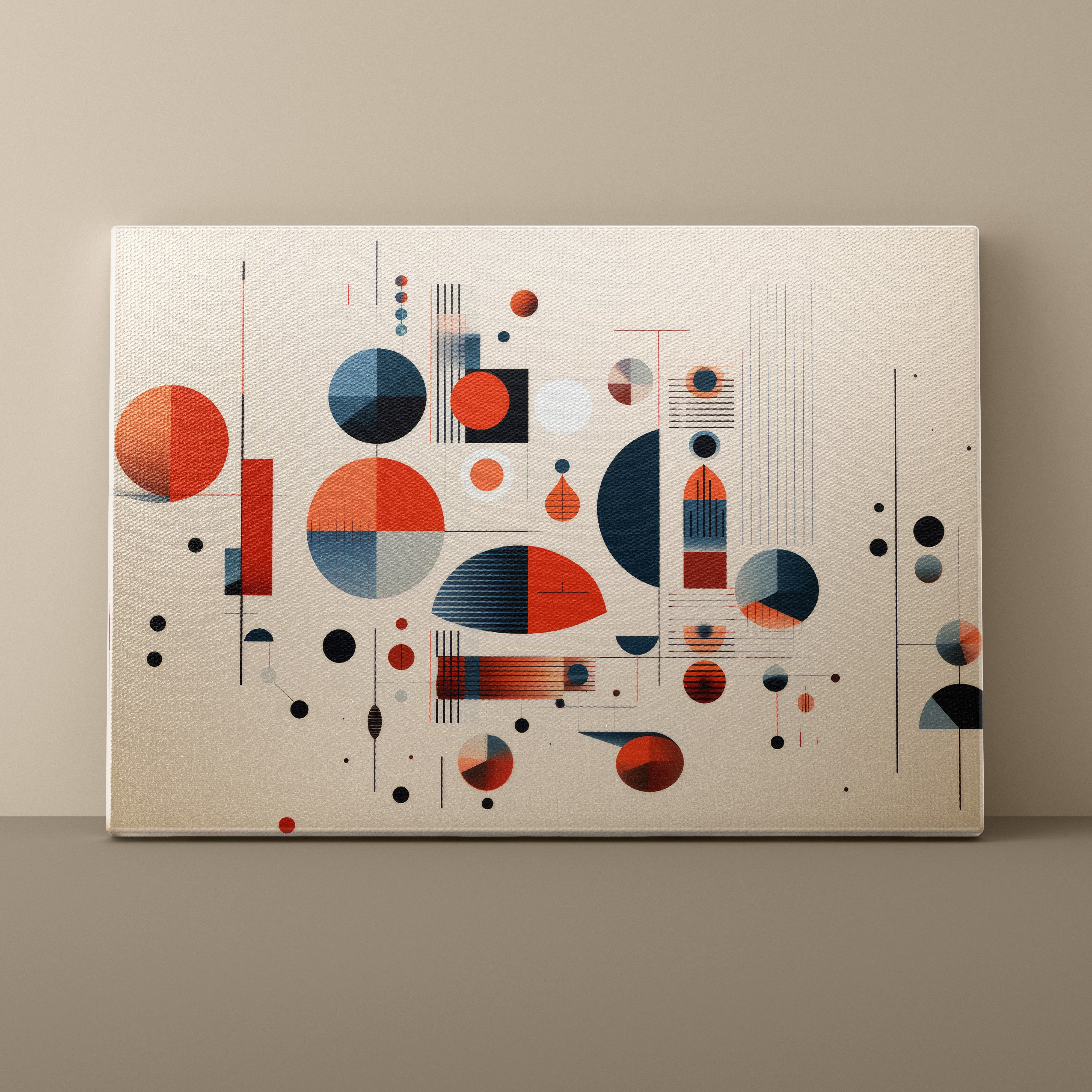 Abstract geometric art piece on a beige wall