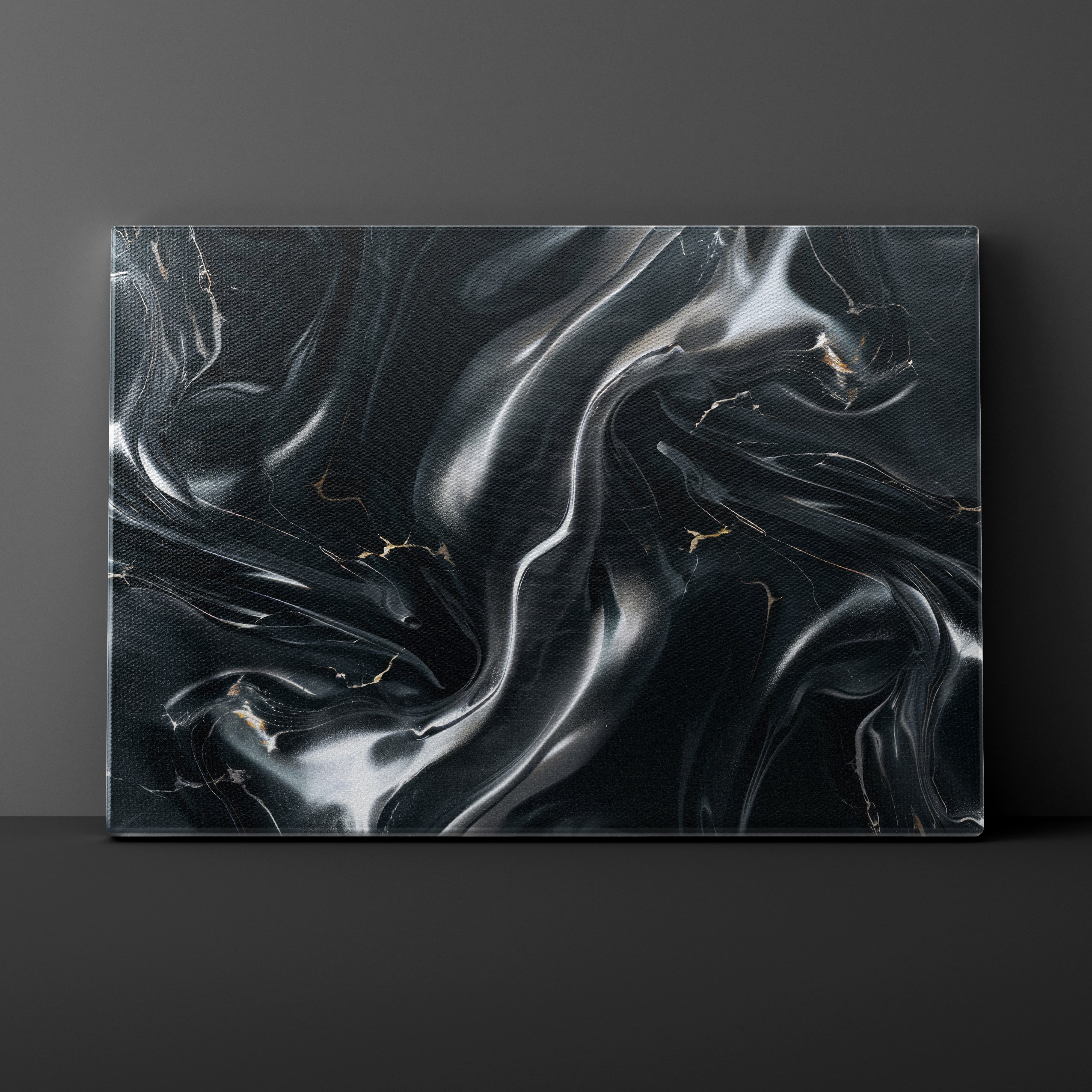 Abstract black and gray marble pattern on a dark background