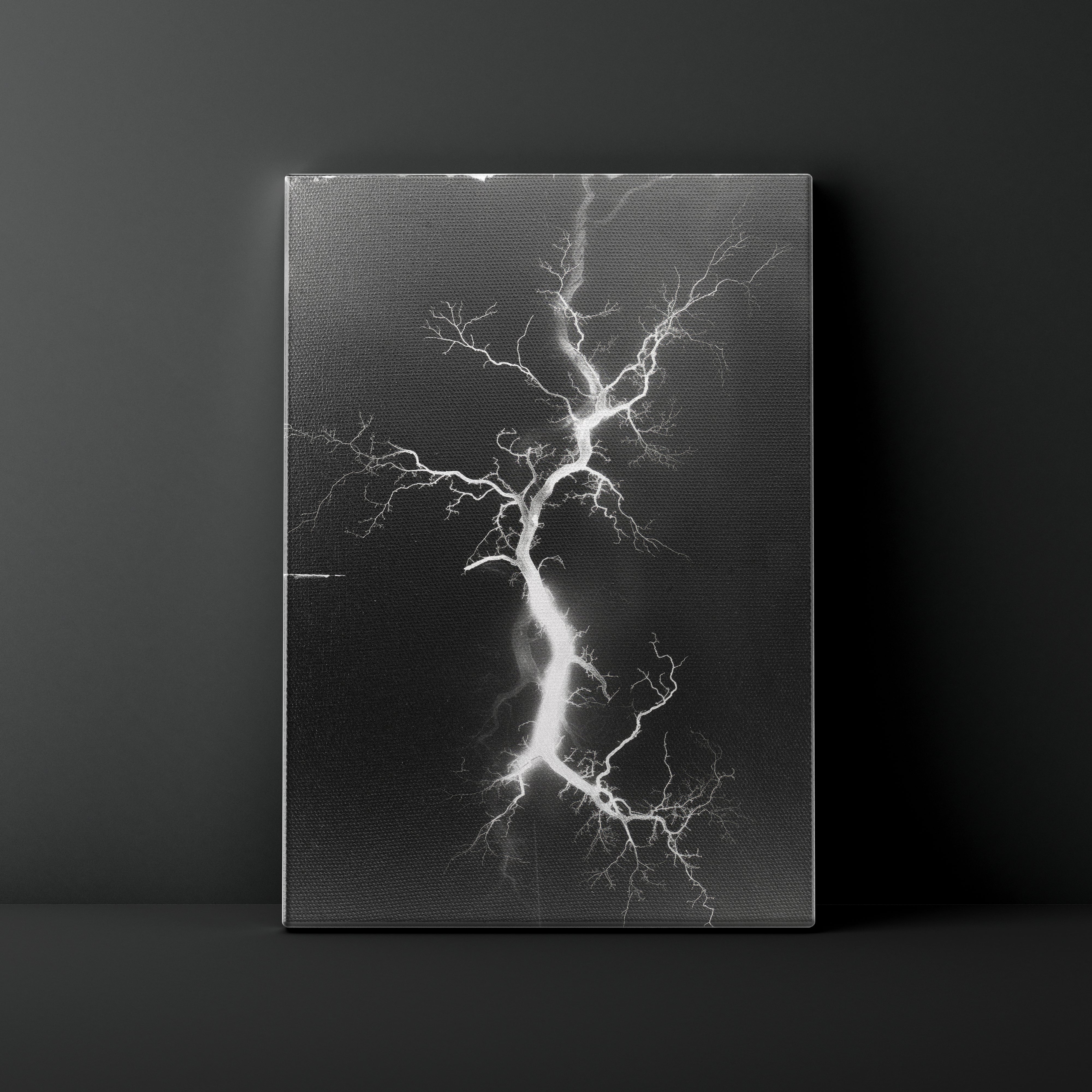 Canvas print of a black and white abstract design on a dark background