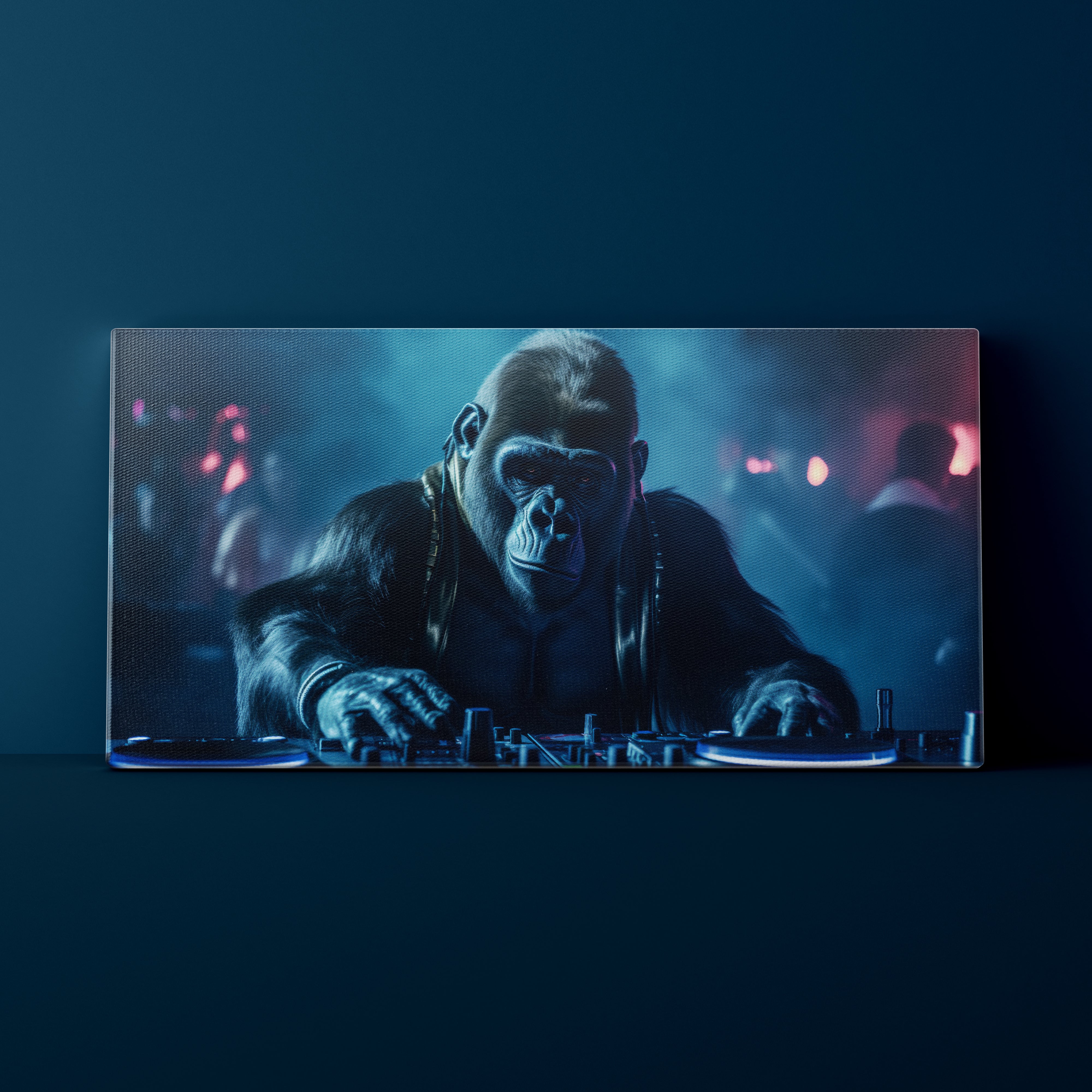 Gorilla-like creature on a dark background with blue lighting