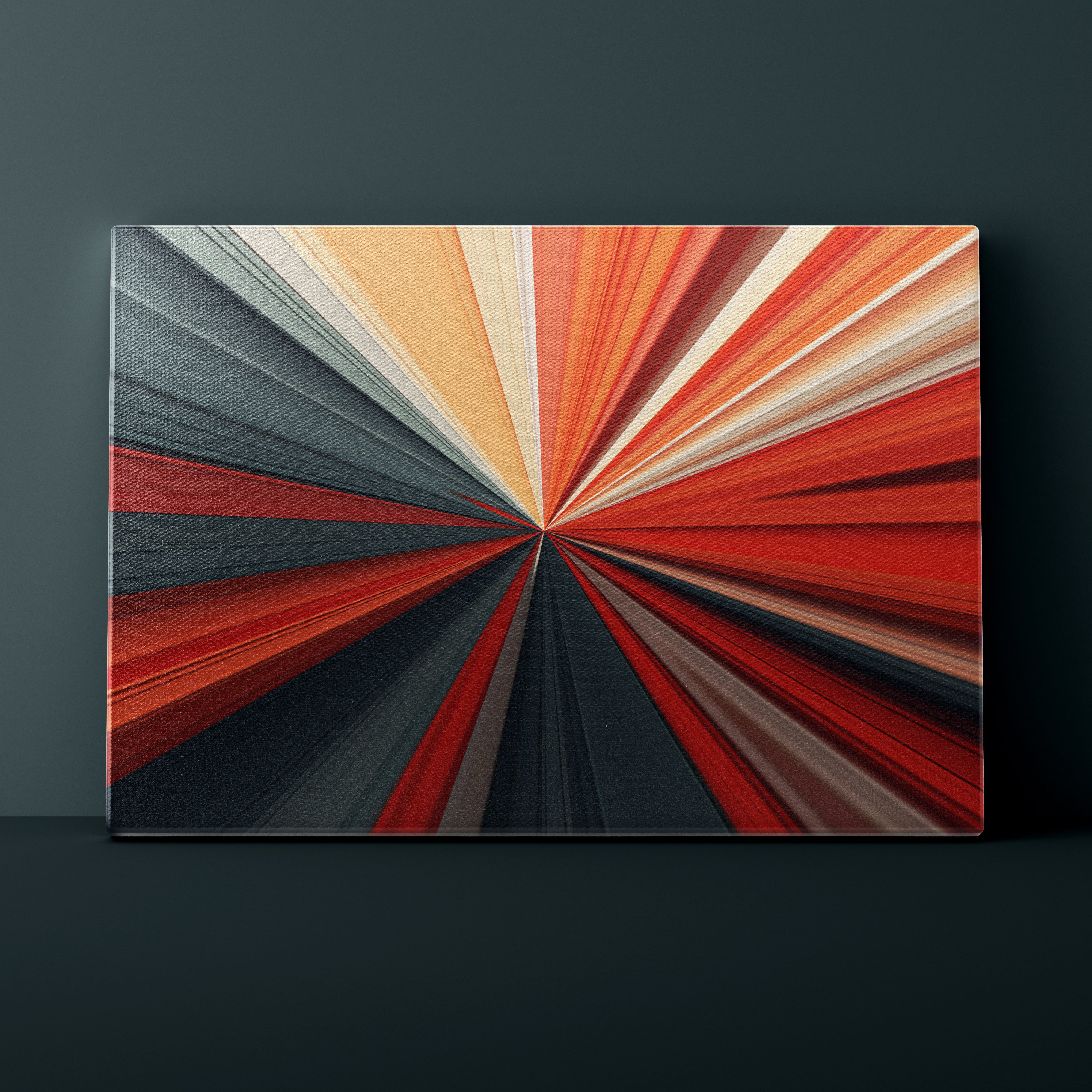 Abstract art piece with radiating colors on a dark background