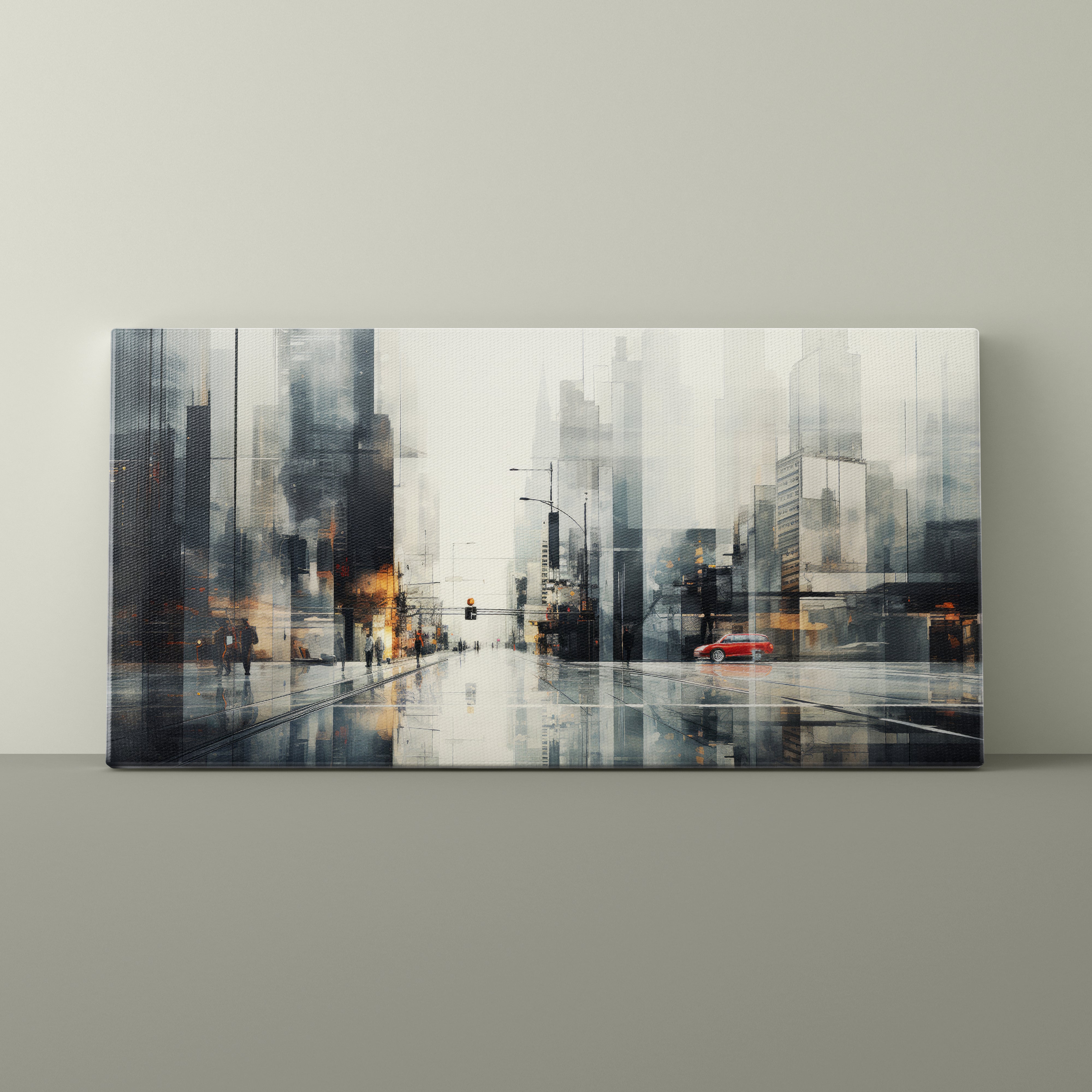 Cityscape painting on a wall