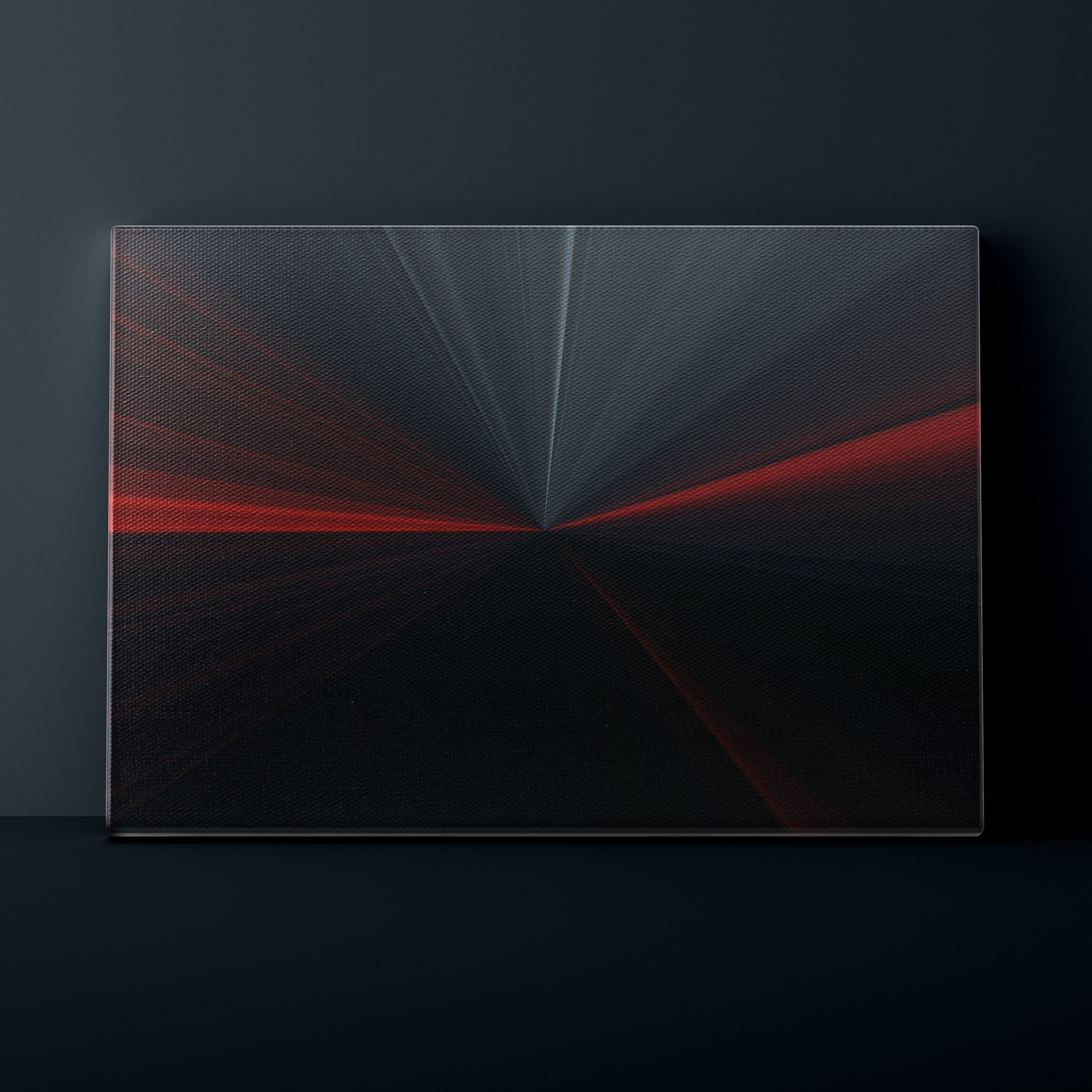 Modern laptop-like canvas print with geometric design on a dark background