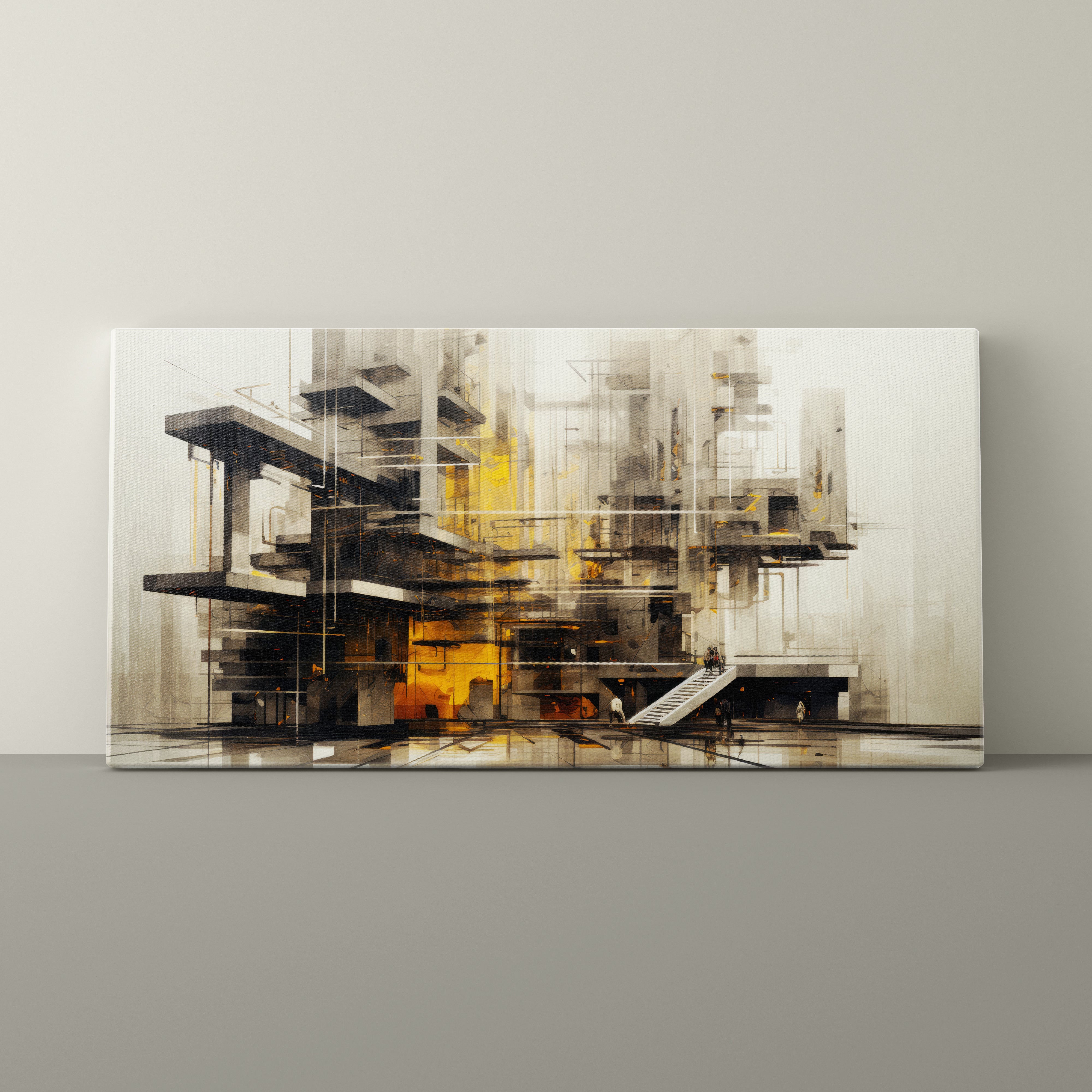 Abstract art piece on a white wall