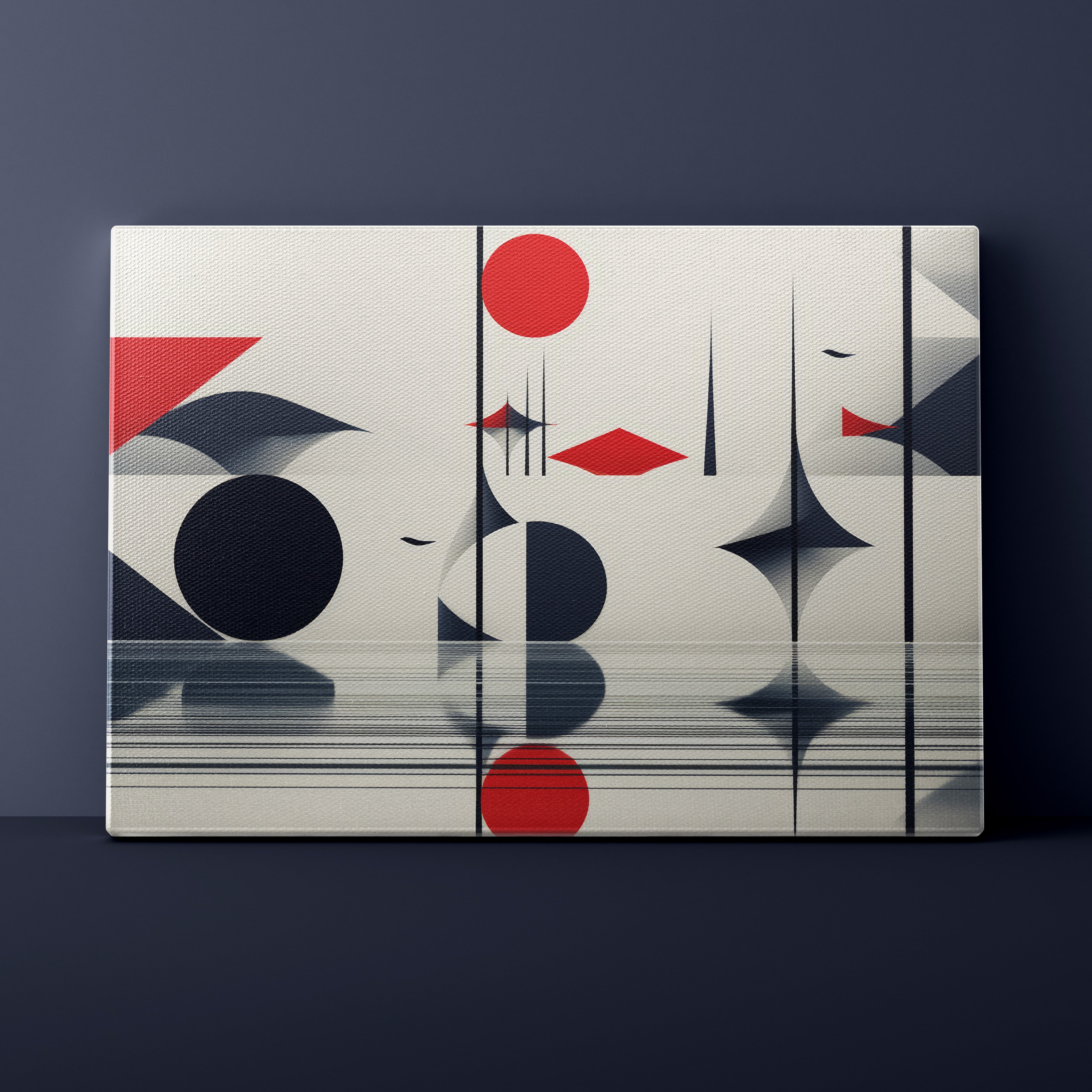 Abstract geometric design on a rectangular canvas against a dark background