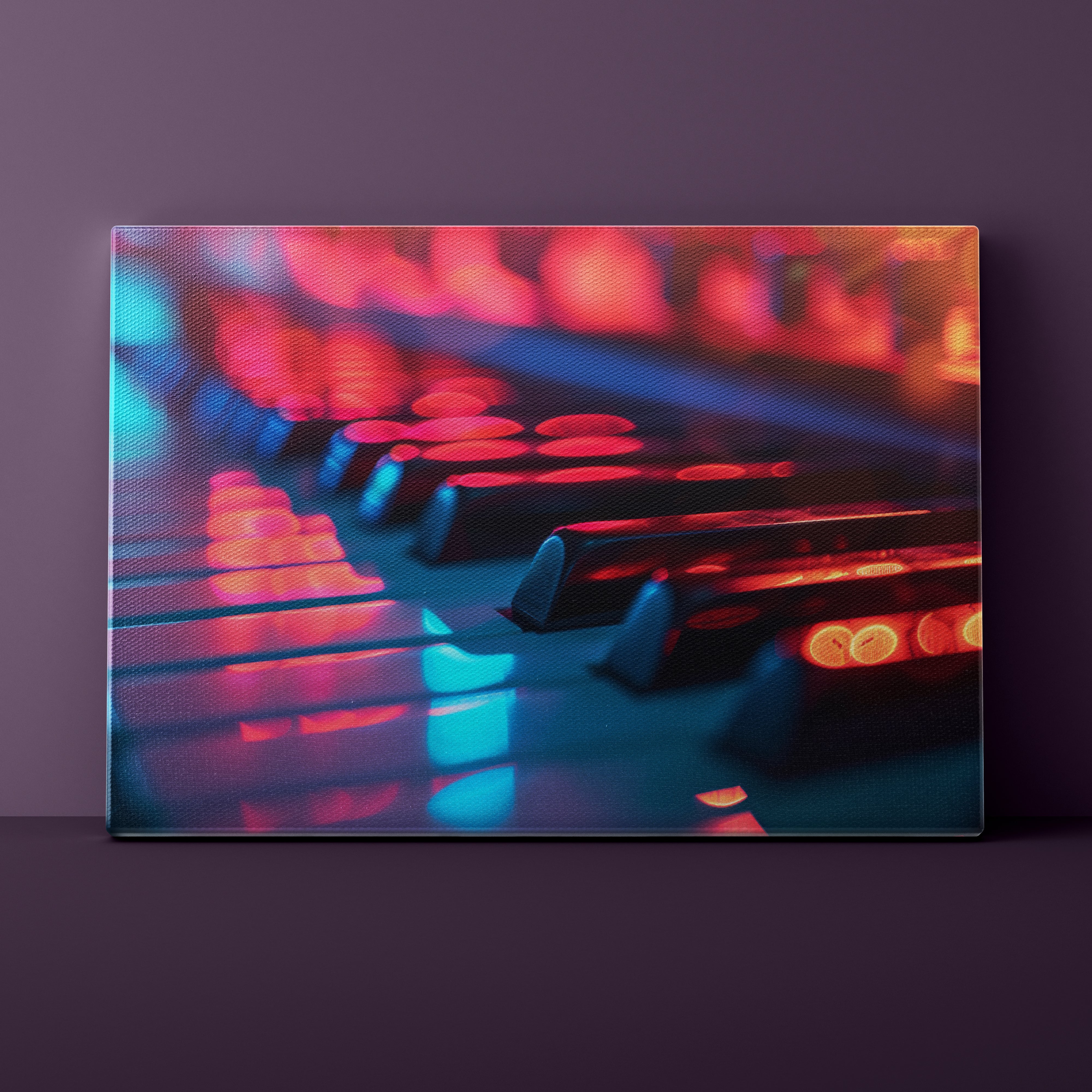 Futuristic keyboard with colorful lights on a dark background