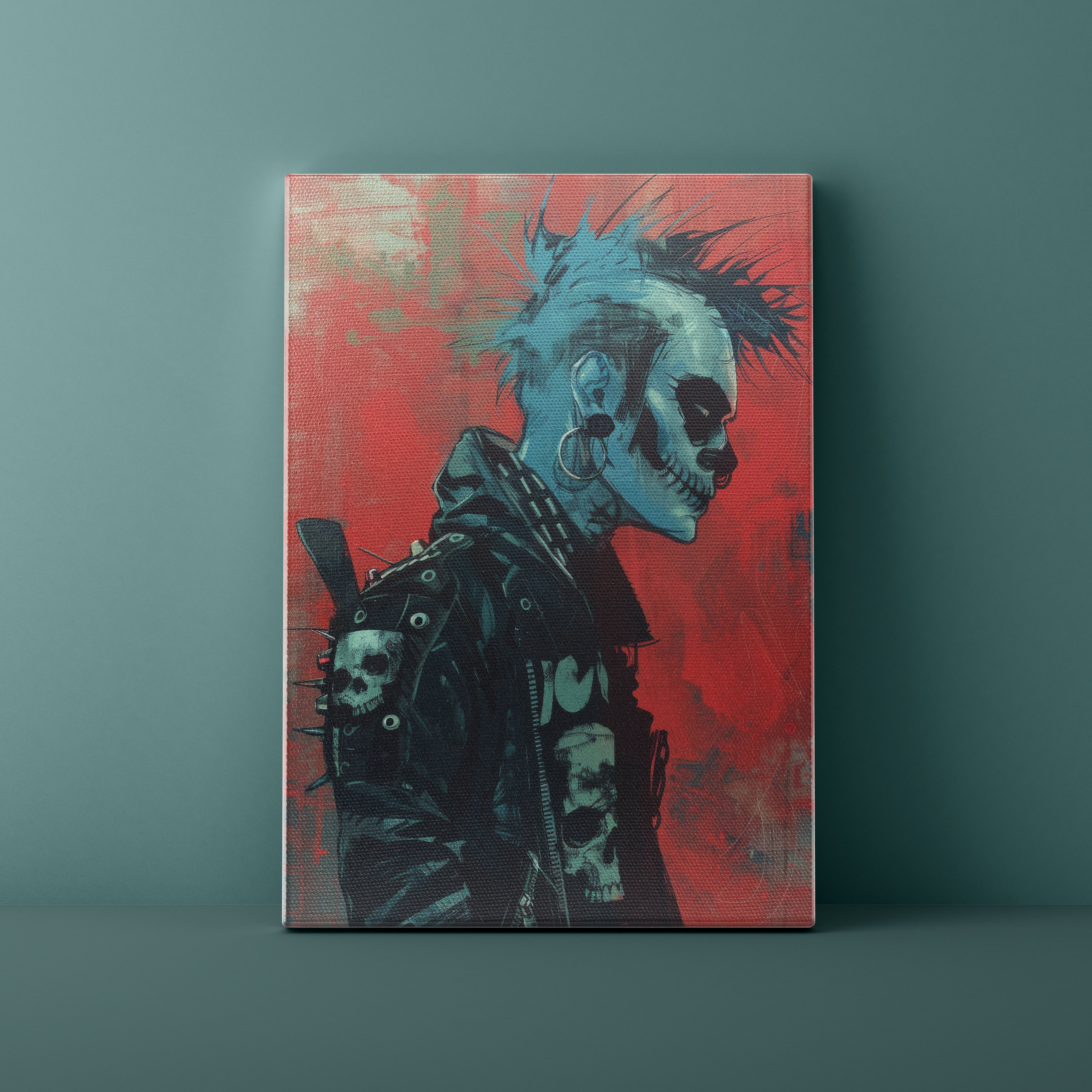 Canvas print of a stylized character with a red background