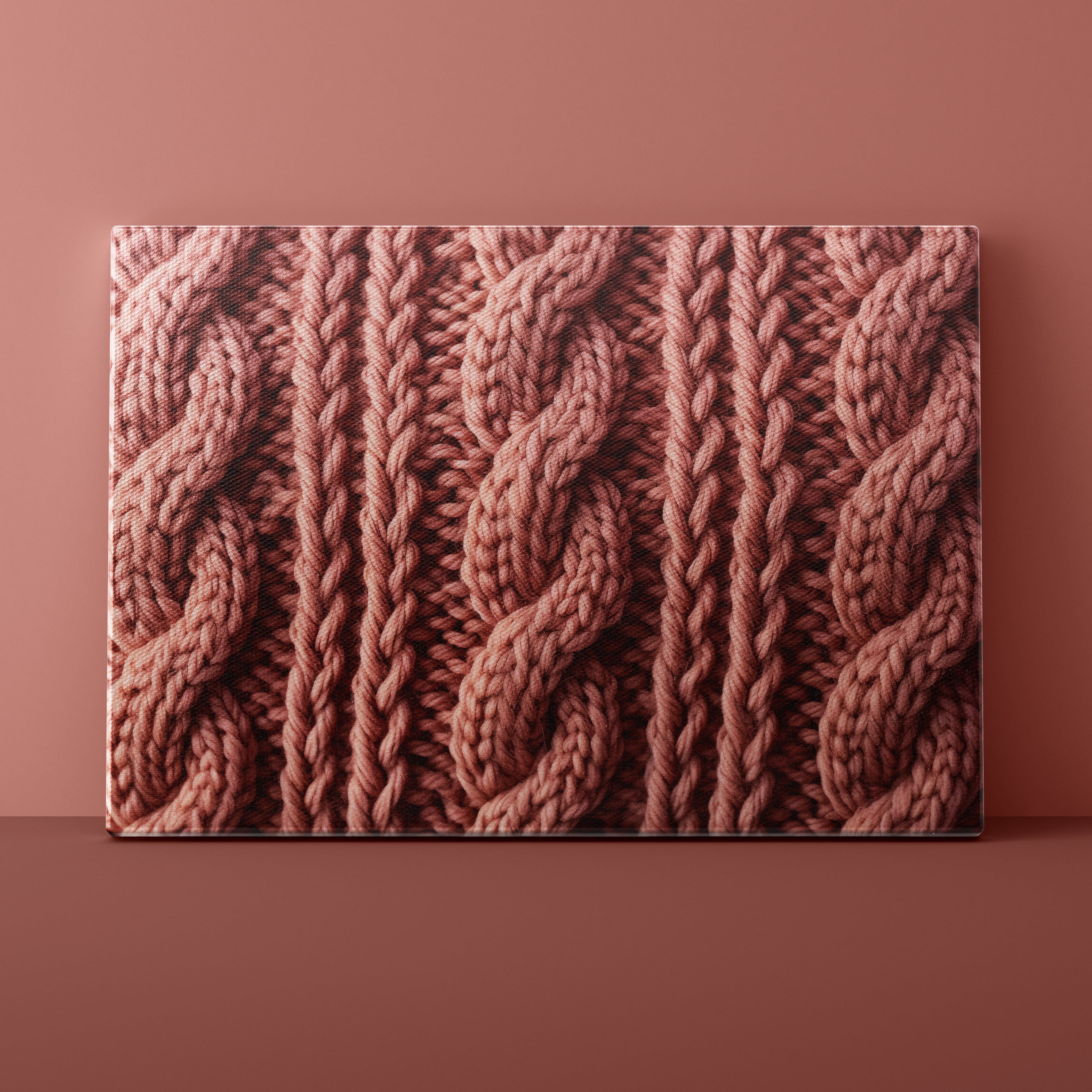 Knitted fabric with a cable pattern on a matching background