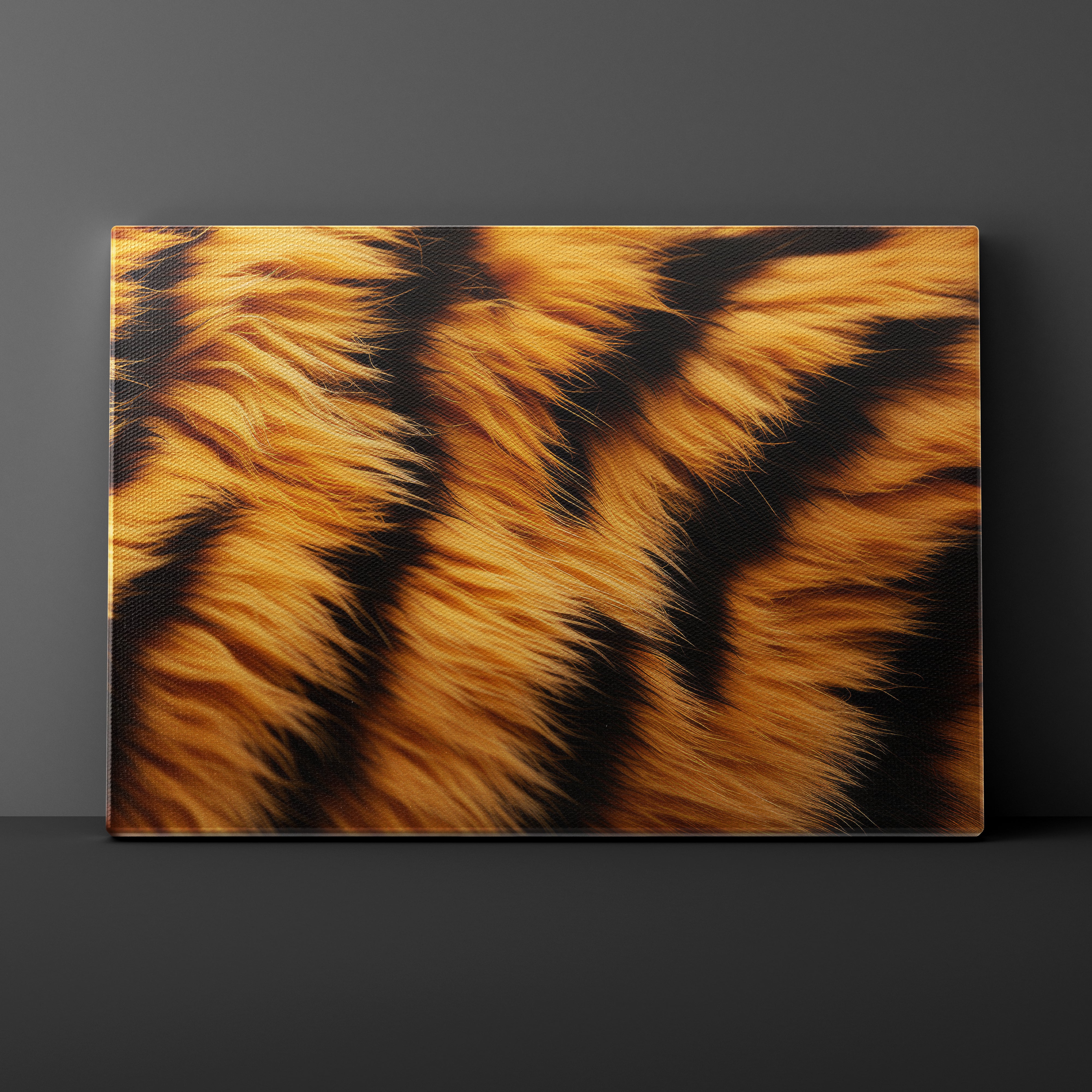 Textured surface with tiger stripe pattern on a dark background