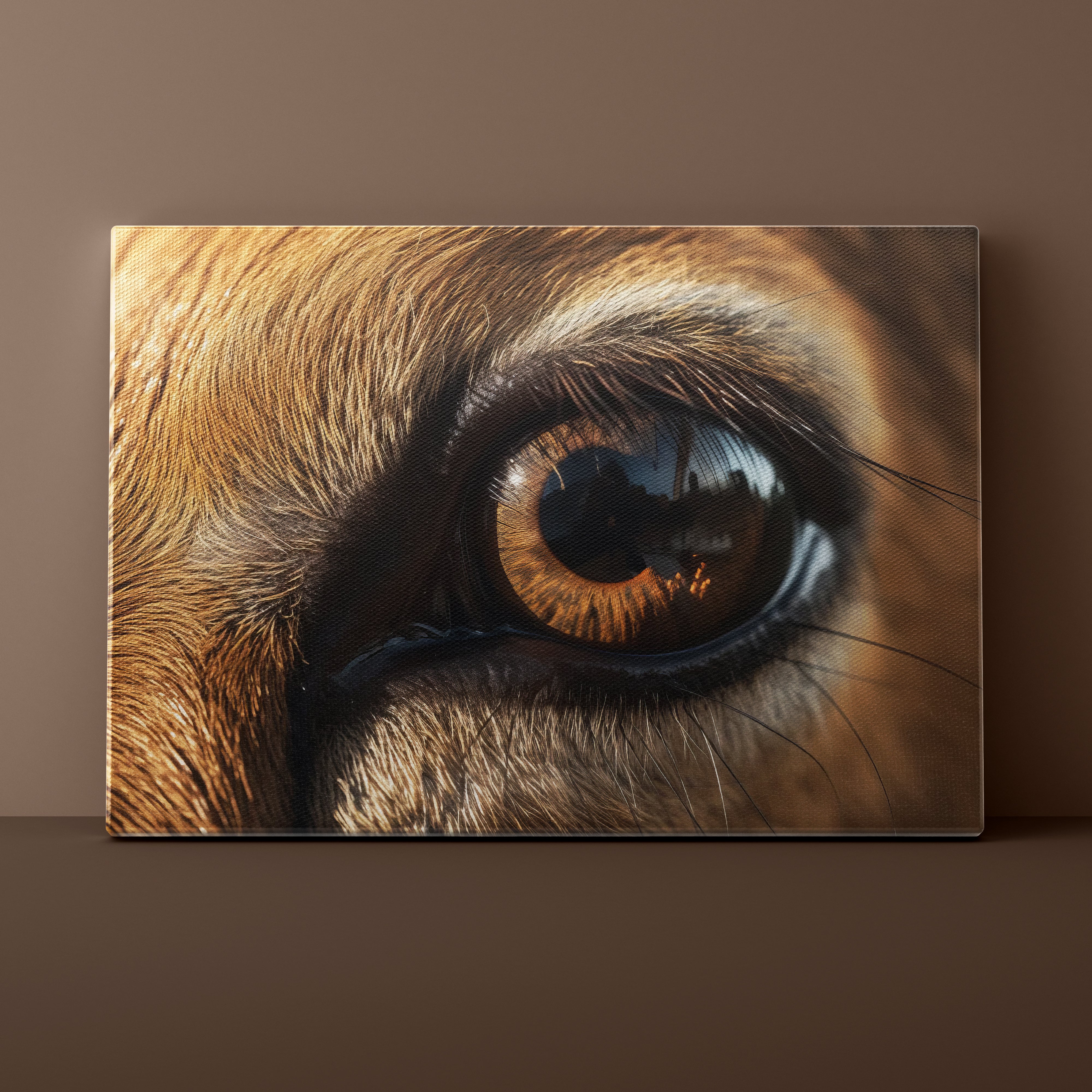 Close-up of a Deer's eye on a brown background