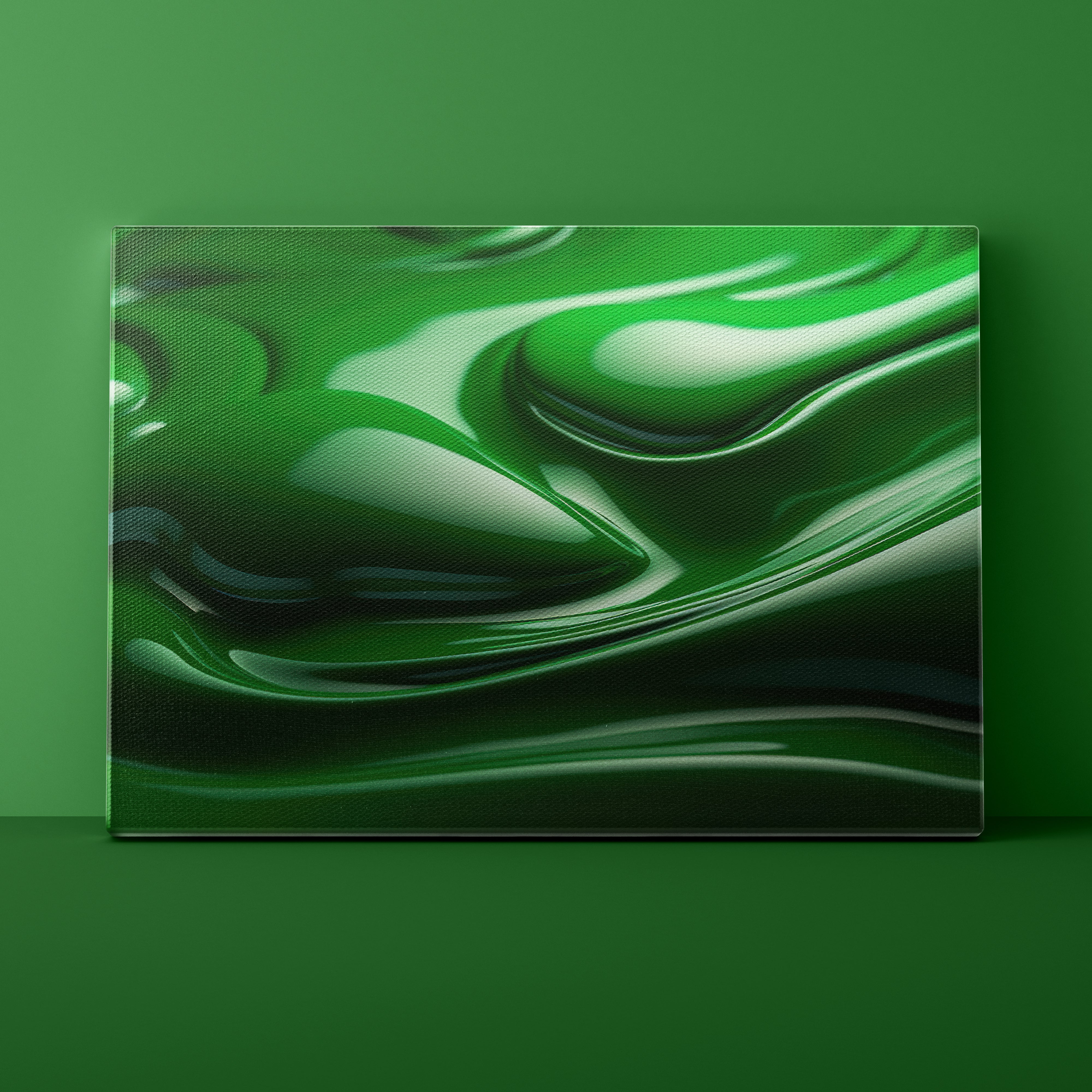 Abstract green artwork on a green background
