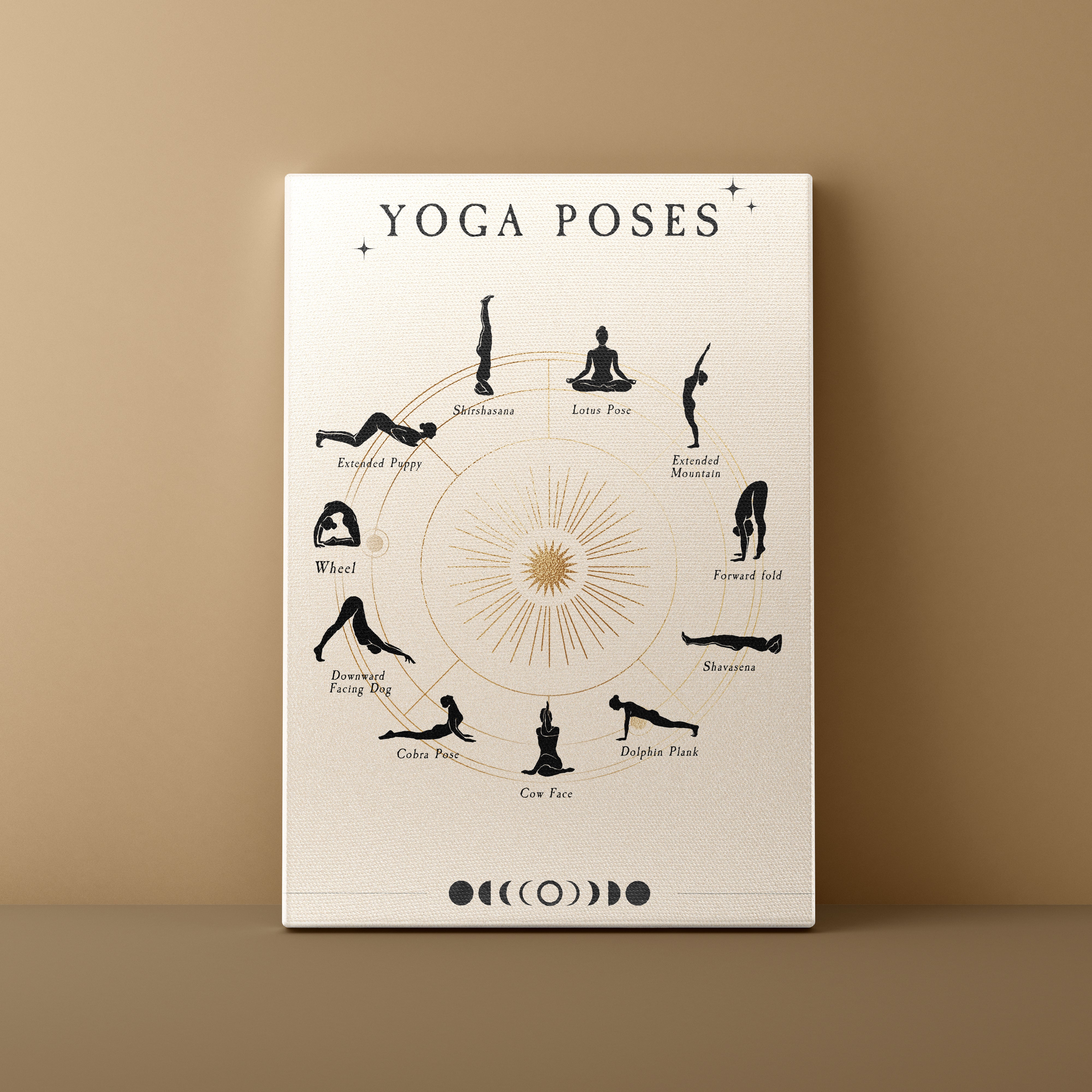 Yoga poses poster on a beige background