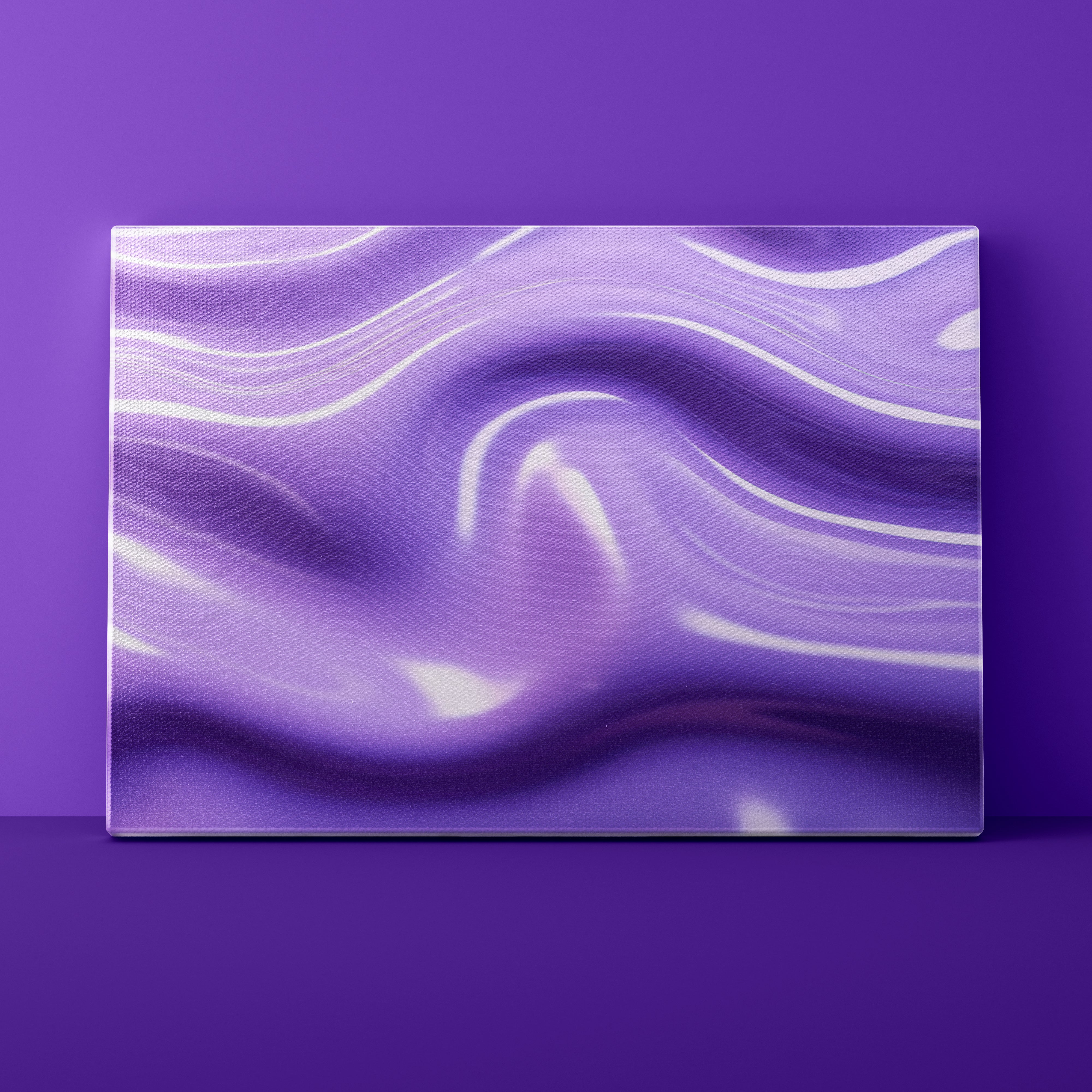 Purple and white wavy patterned glass panel on a purple background