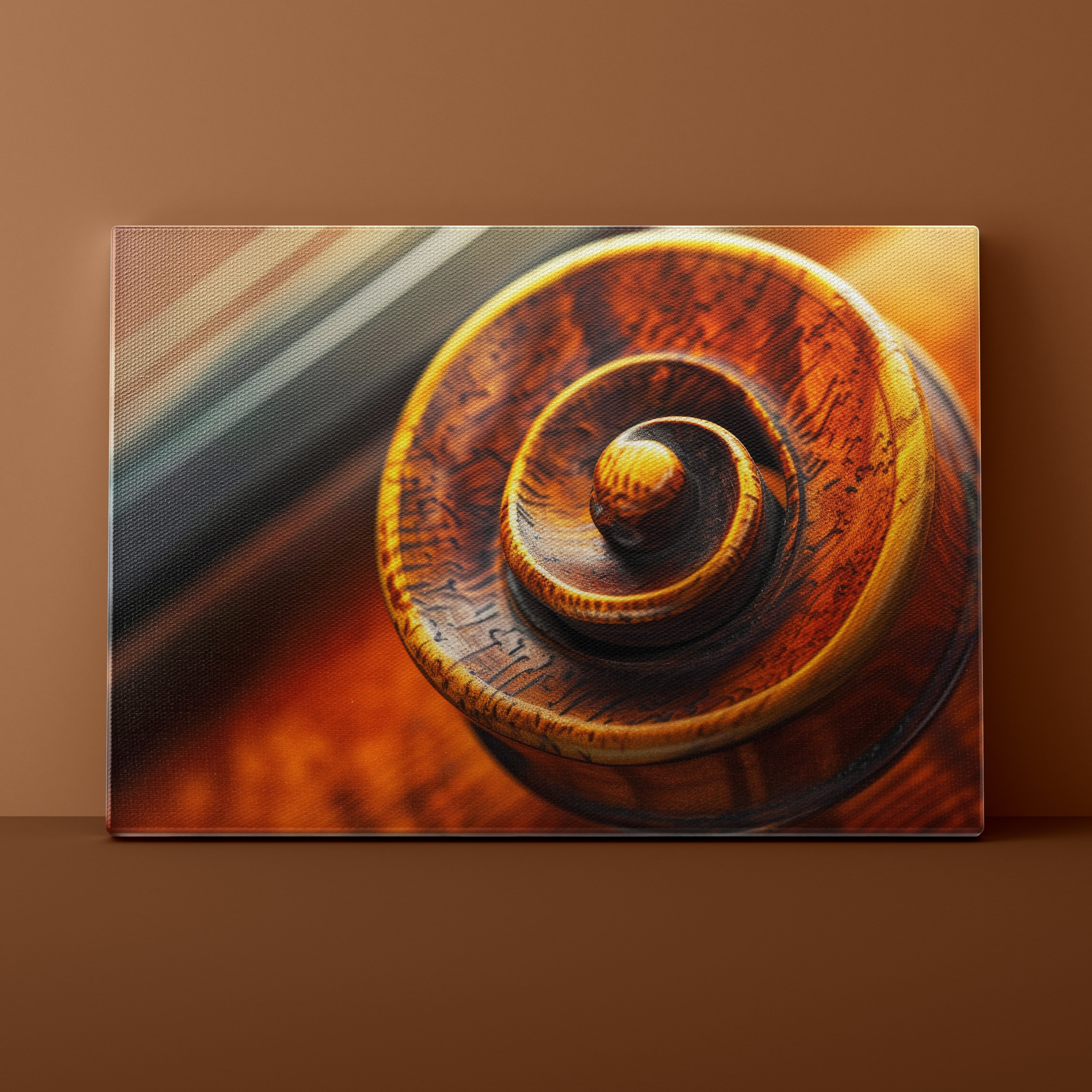 Wooden knob on a brown background