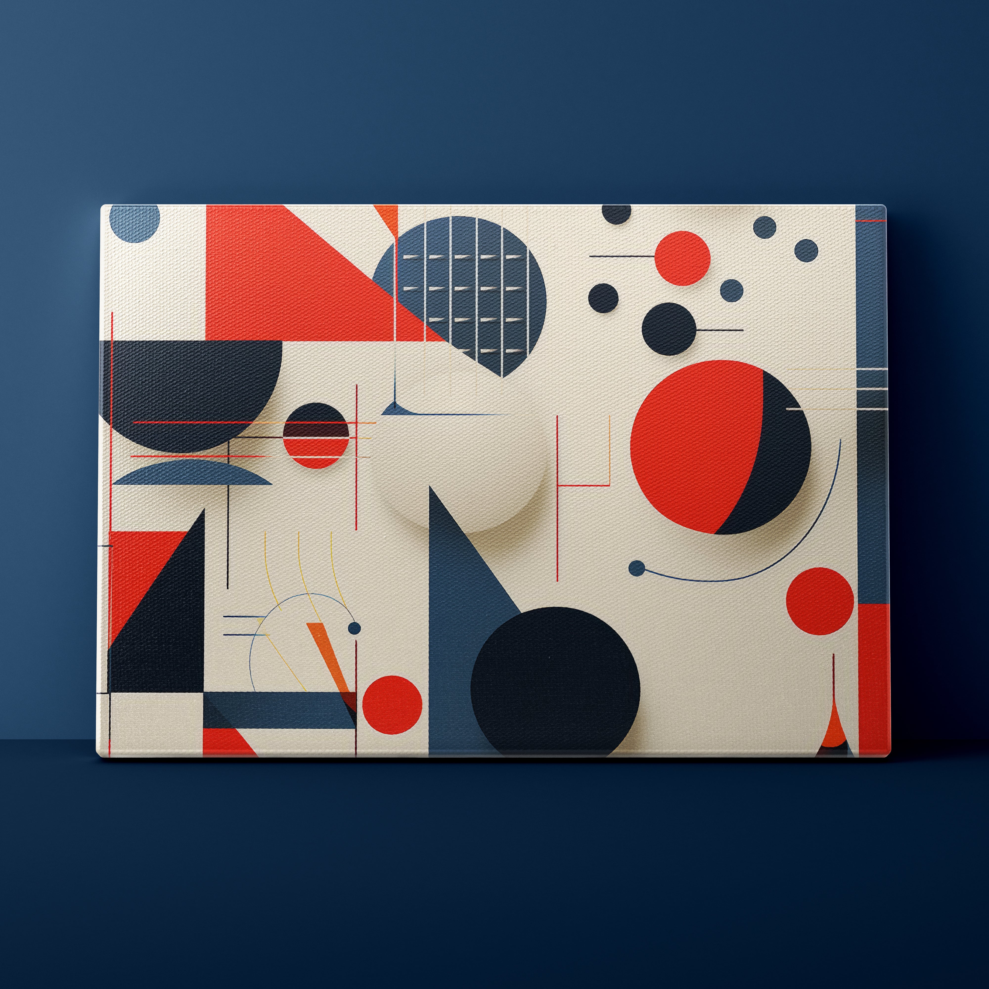 Geometric patterned product on a dark blue background