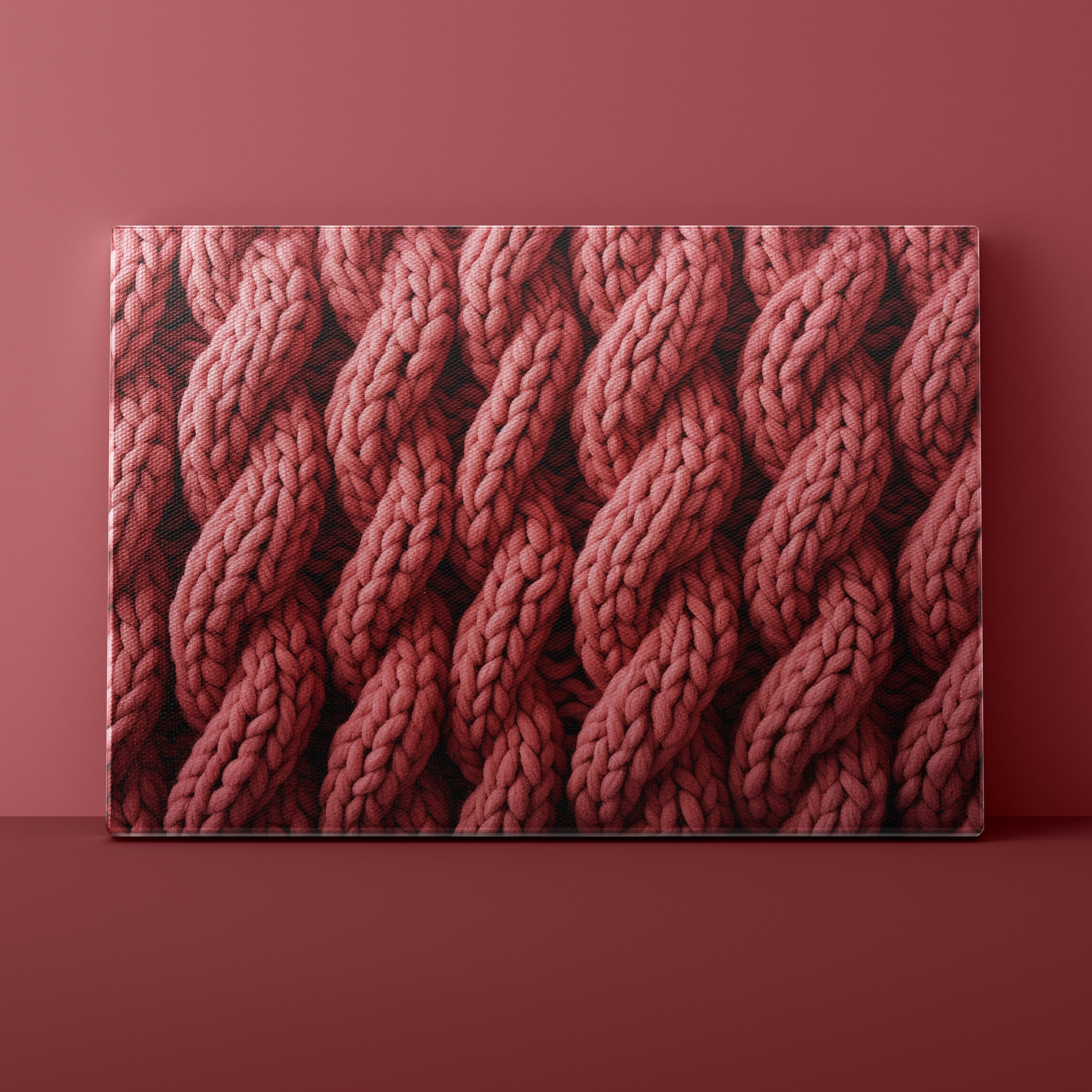 Close-up of a textured red fabric pattern on a matching background
