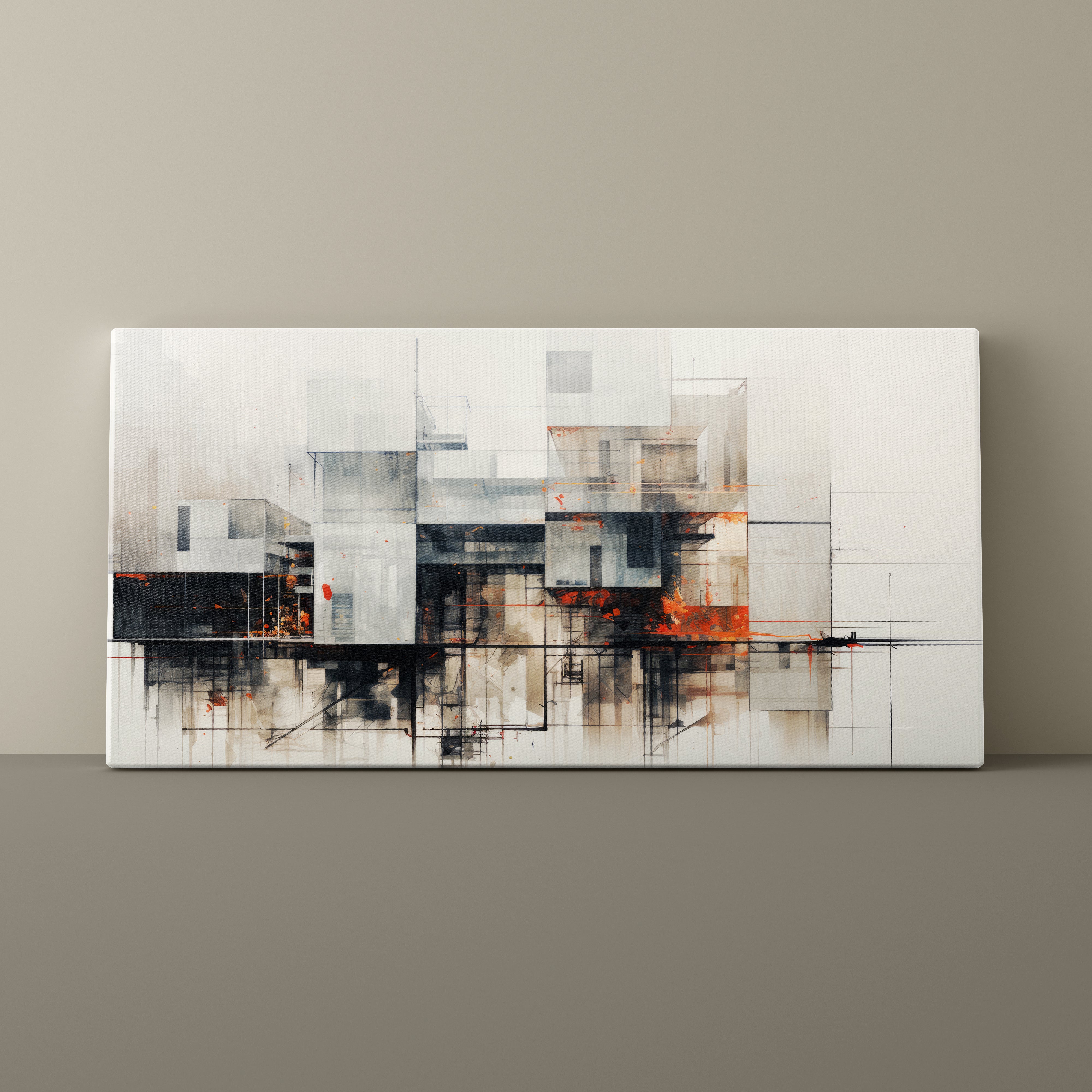 Abstract art piece on a wall with a neutral background