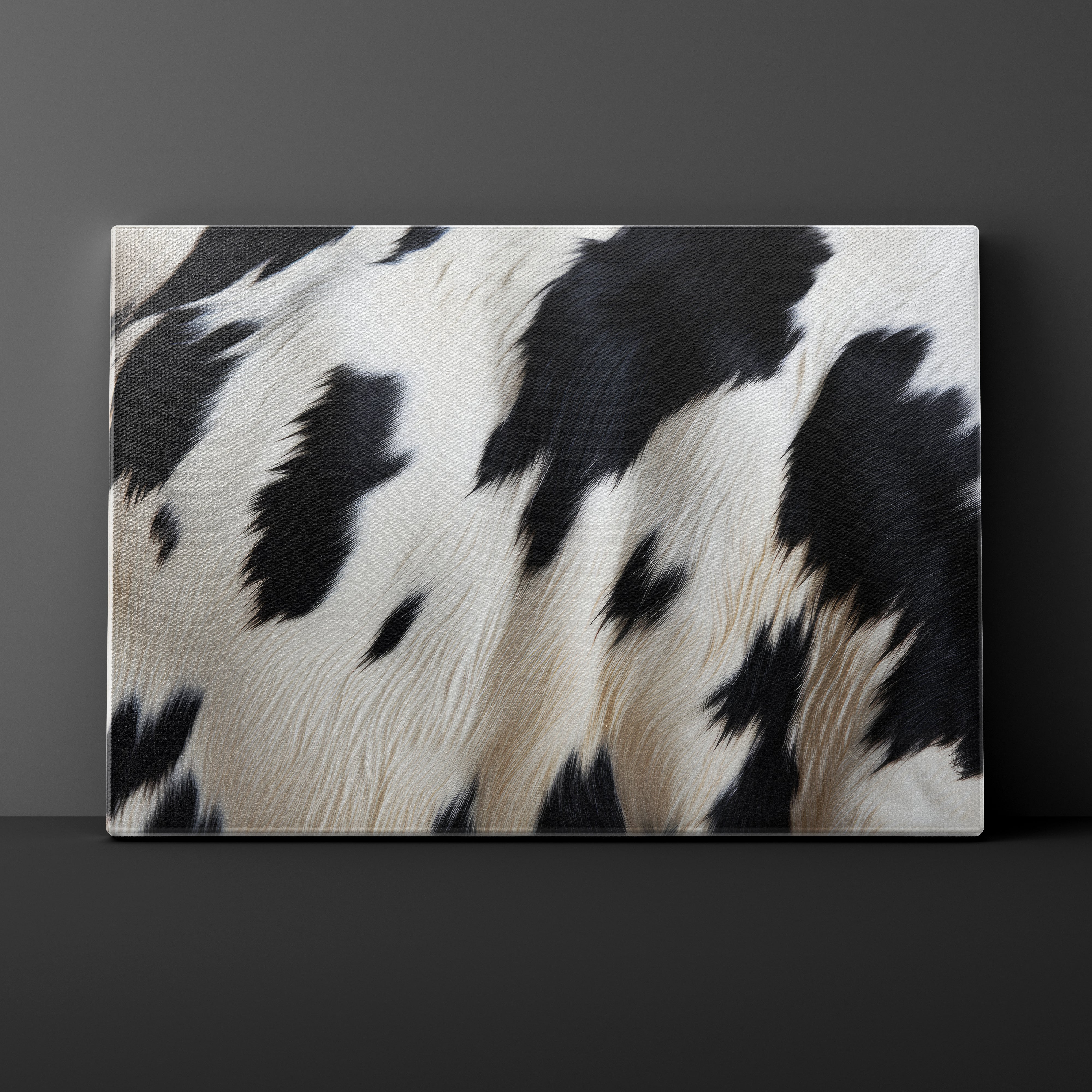 Canvas print of a black and white abstract pattern on a dark background