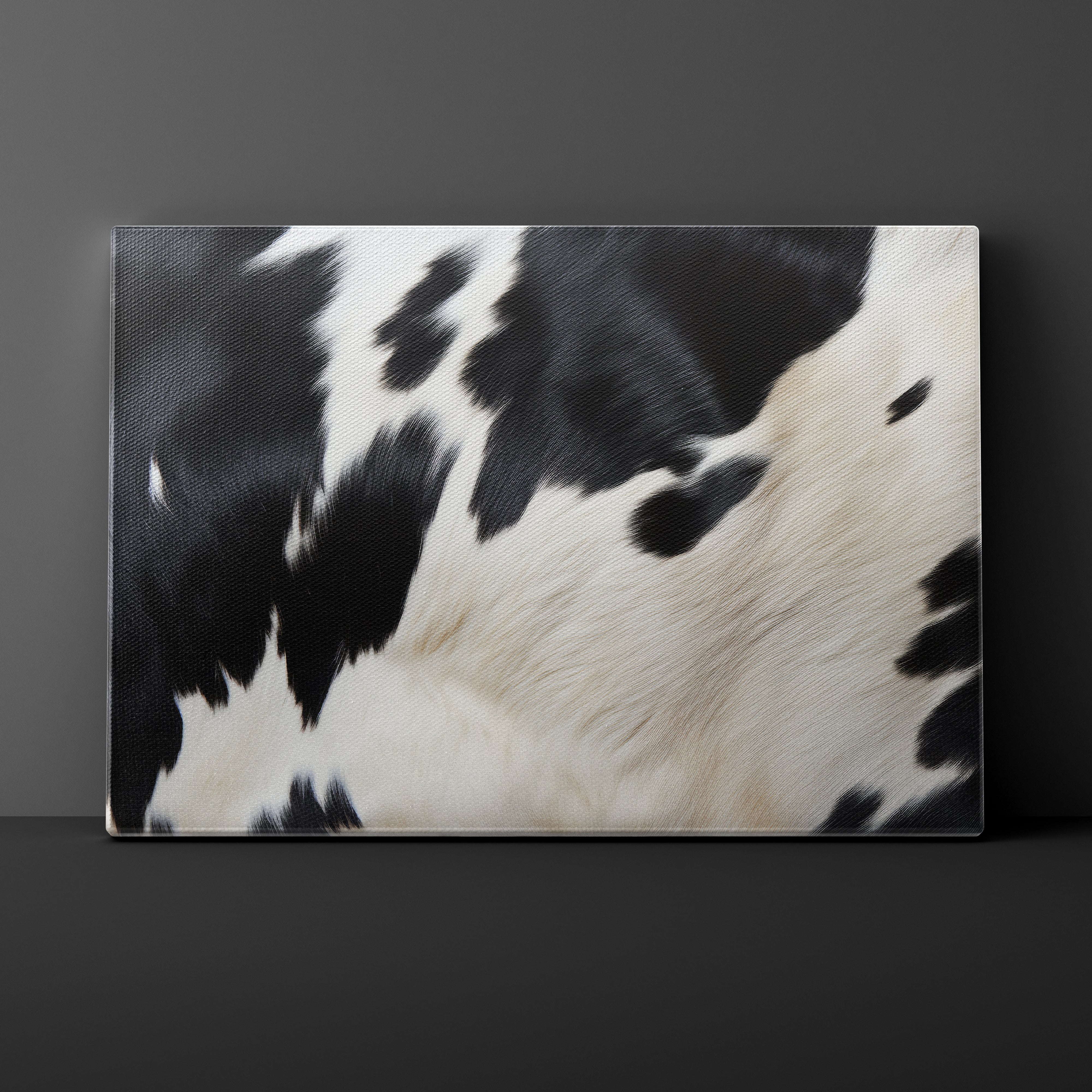 Canvas print of a black and white abstract pattern on a dark background