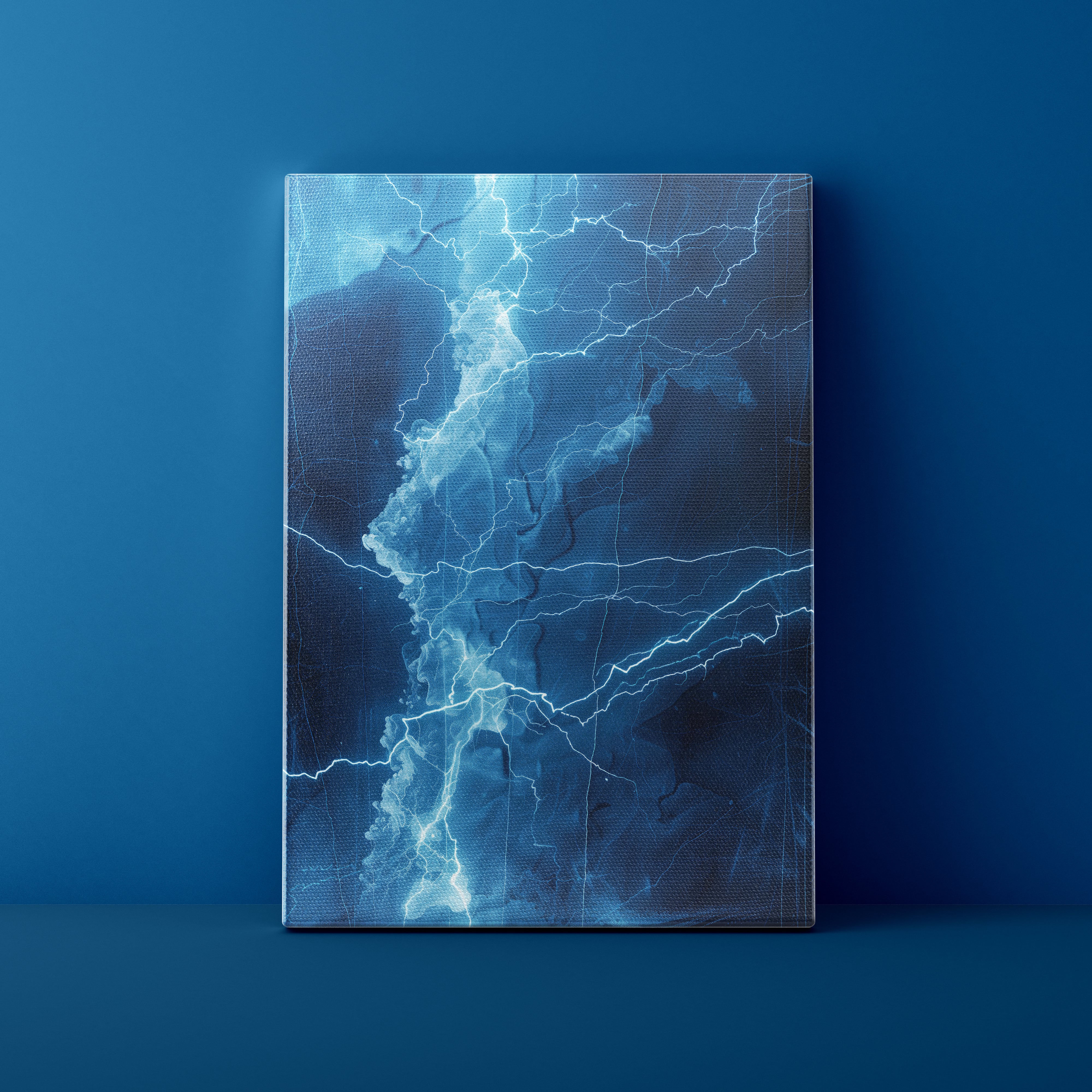 Canvas print with abstract blue design on a blue background