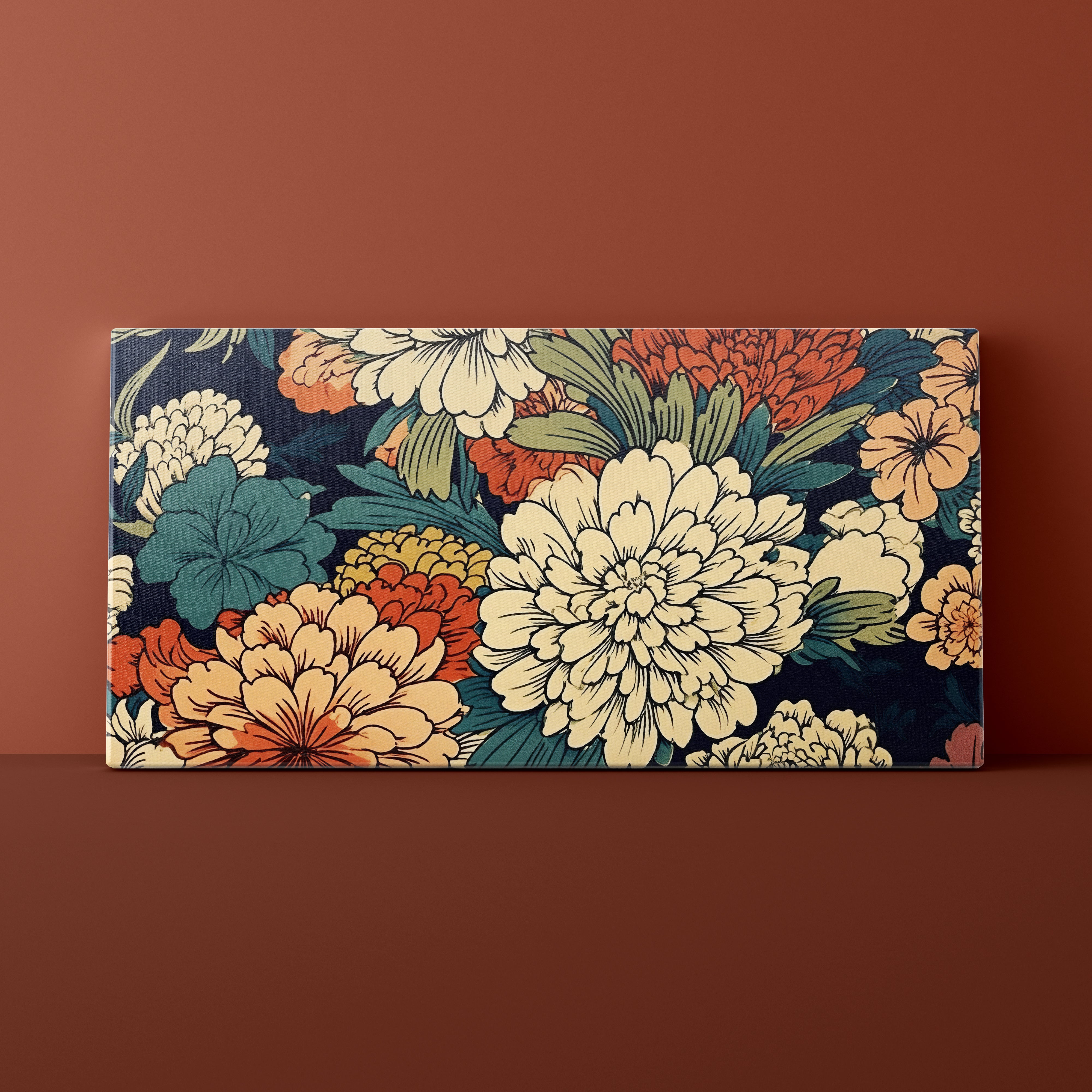 Floral patterned box on a brown background