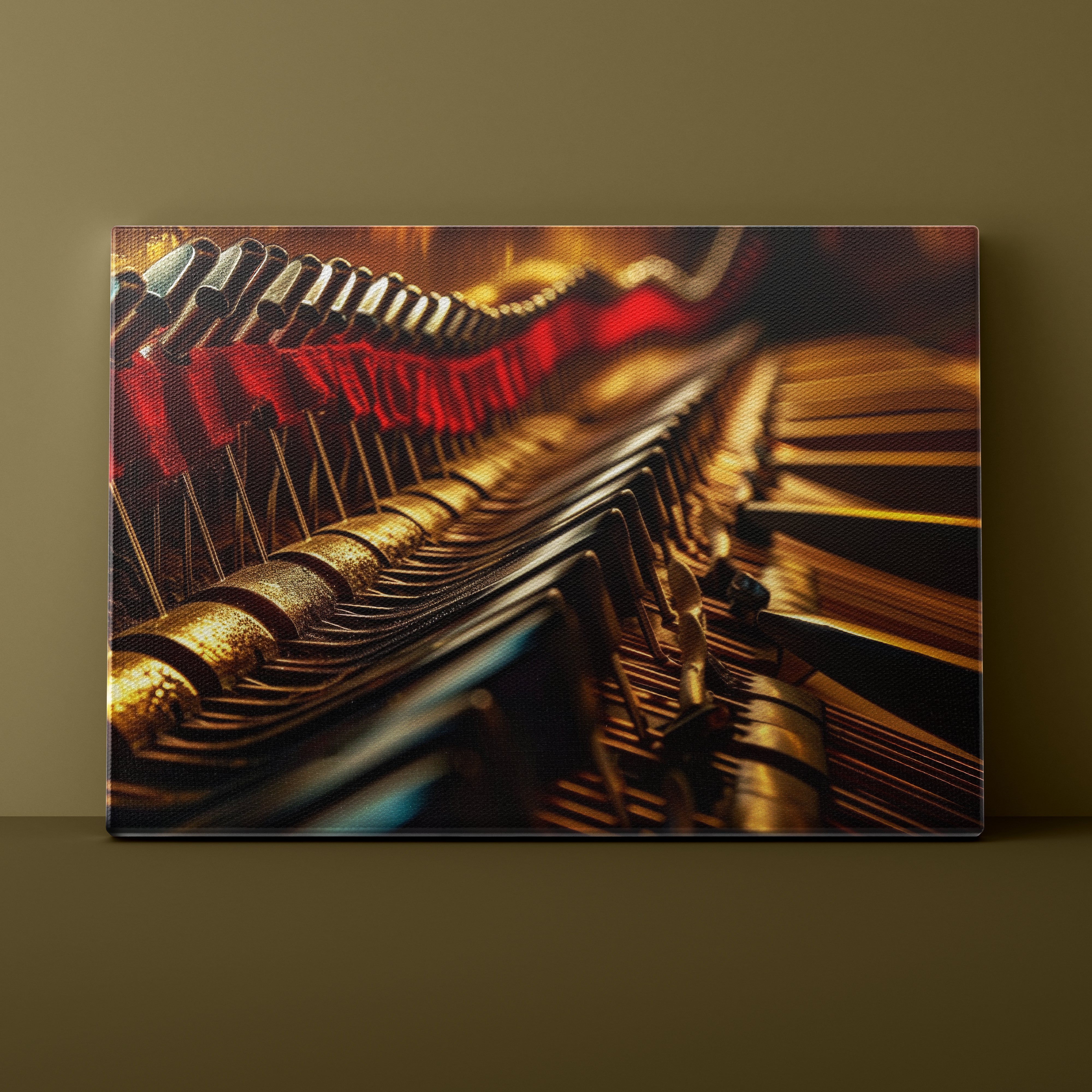 Close-up of a typewriter's typebars on a dark background