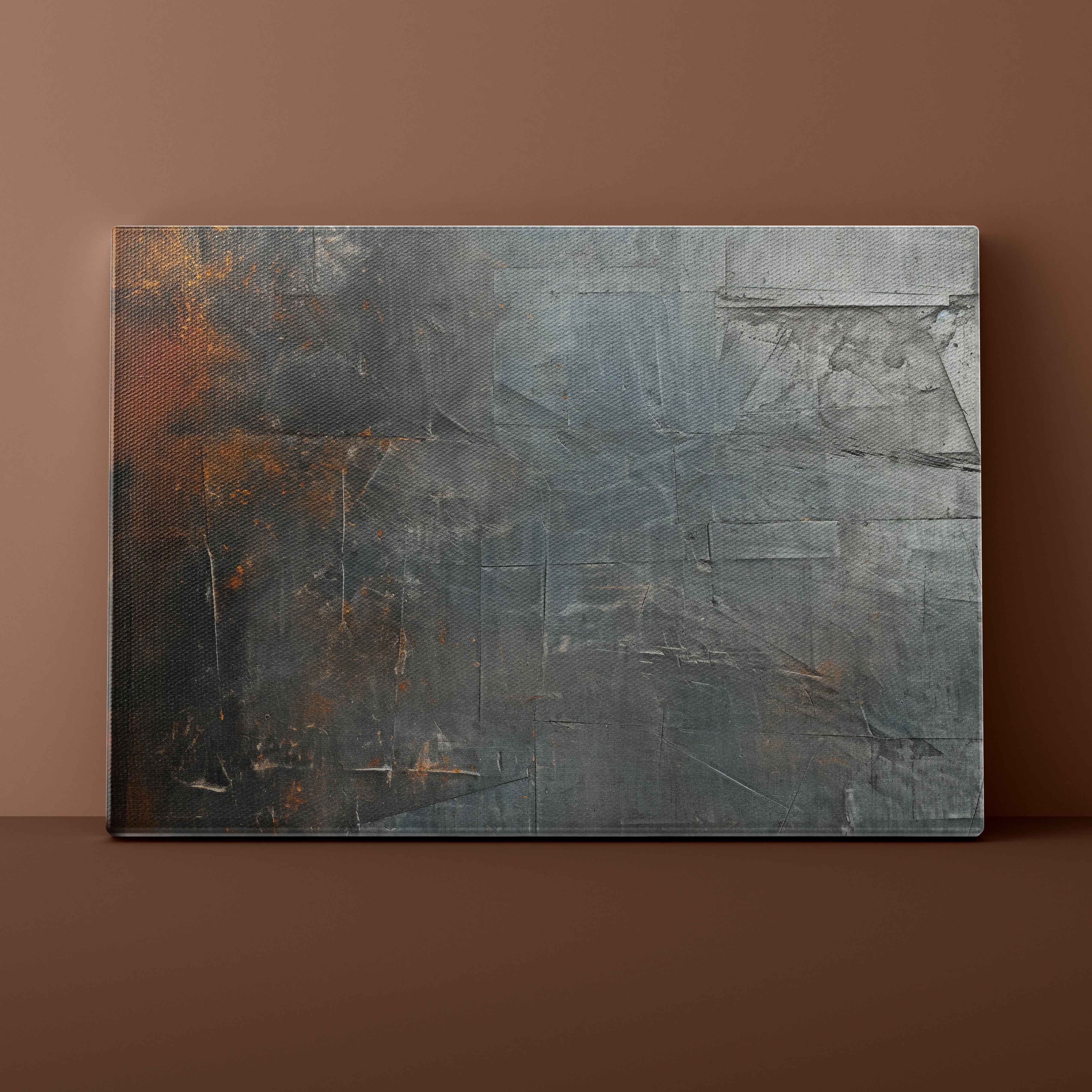 Abstract textured painting on a brown background