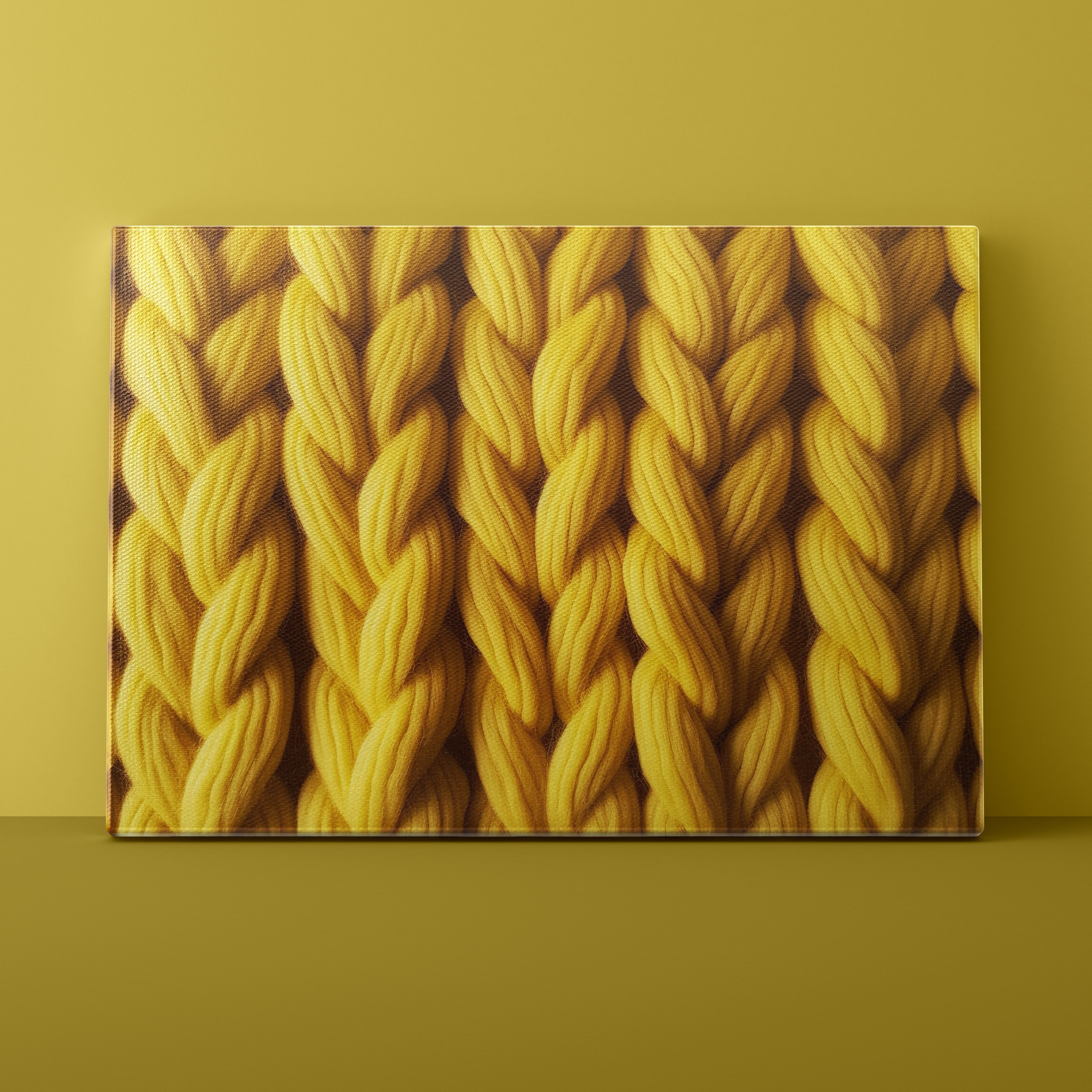 Canvas print of a yellow knitted pattern on a matching yellow background
