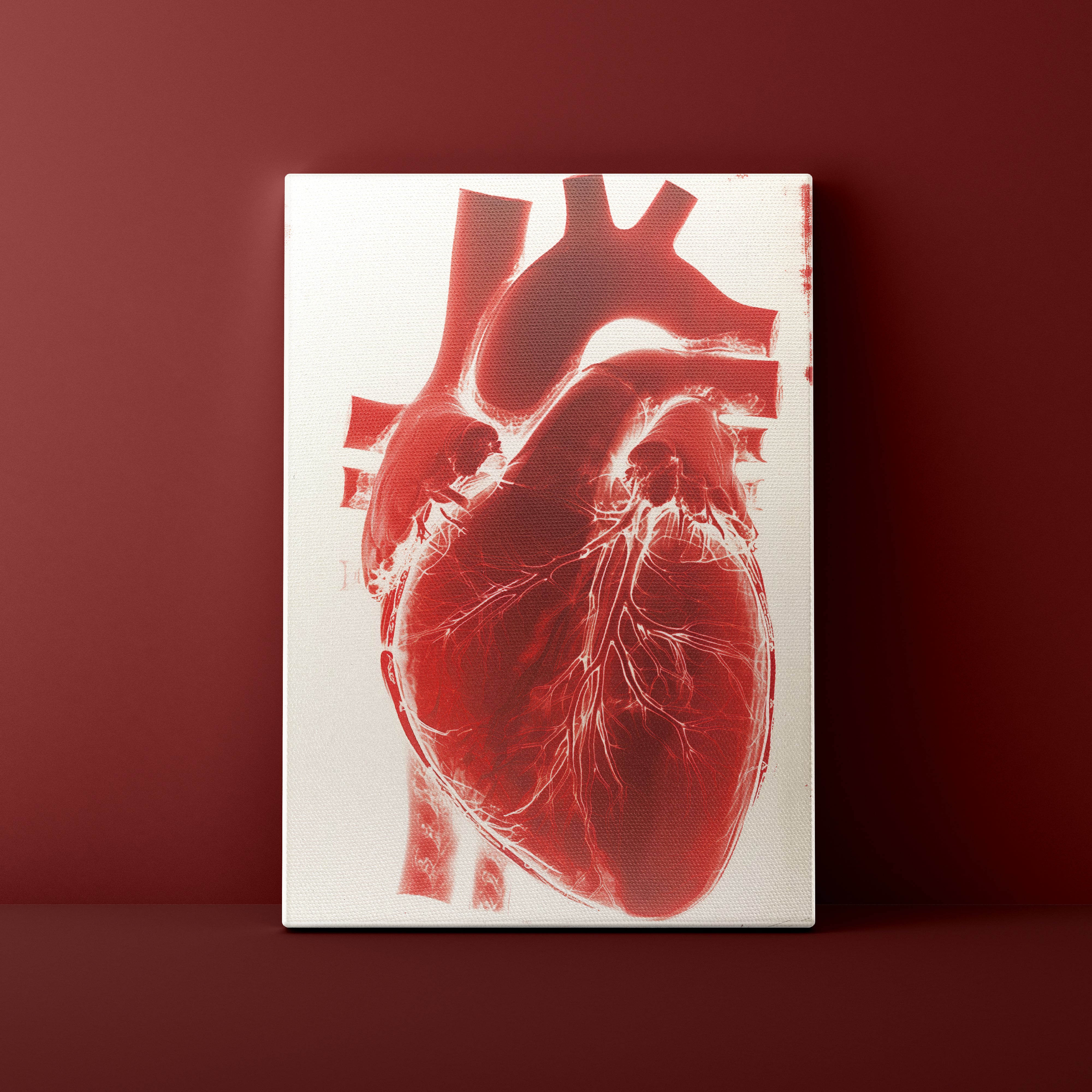 Anatomical heart illustration on a white background with a red border