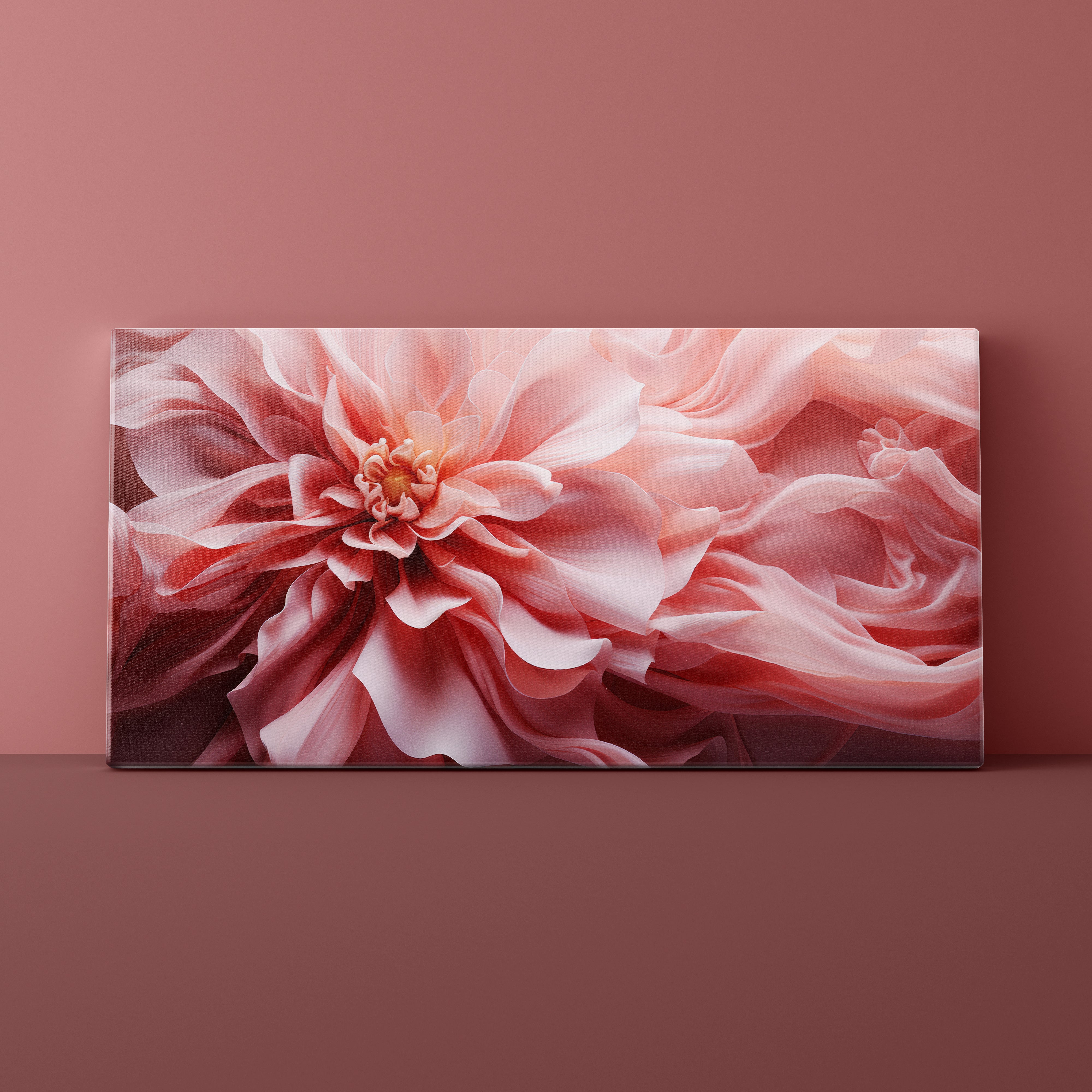 Canvas print of a pink flower on a matching pink wall