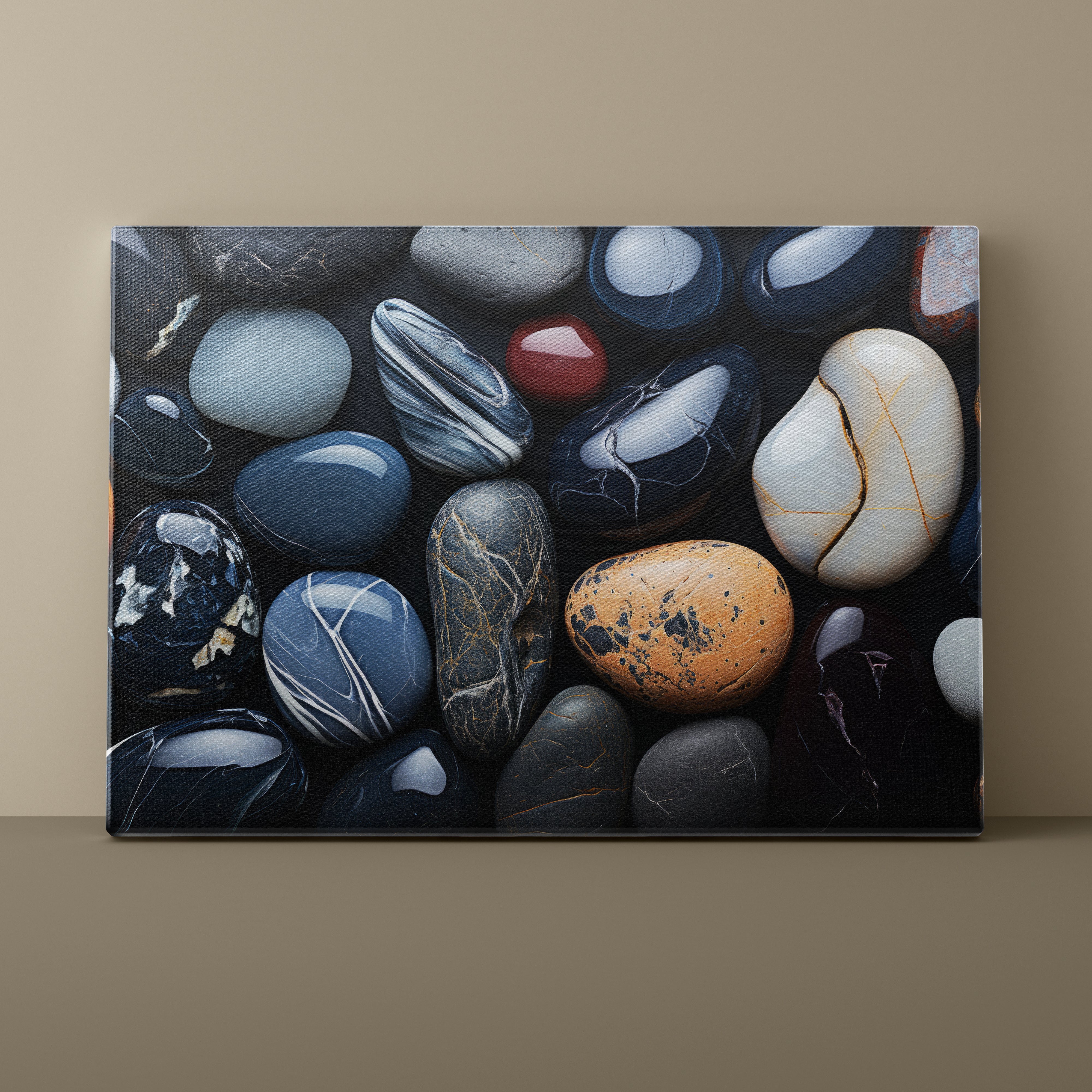 Canvas print of marbled stones on a beige wall