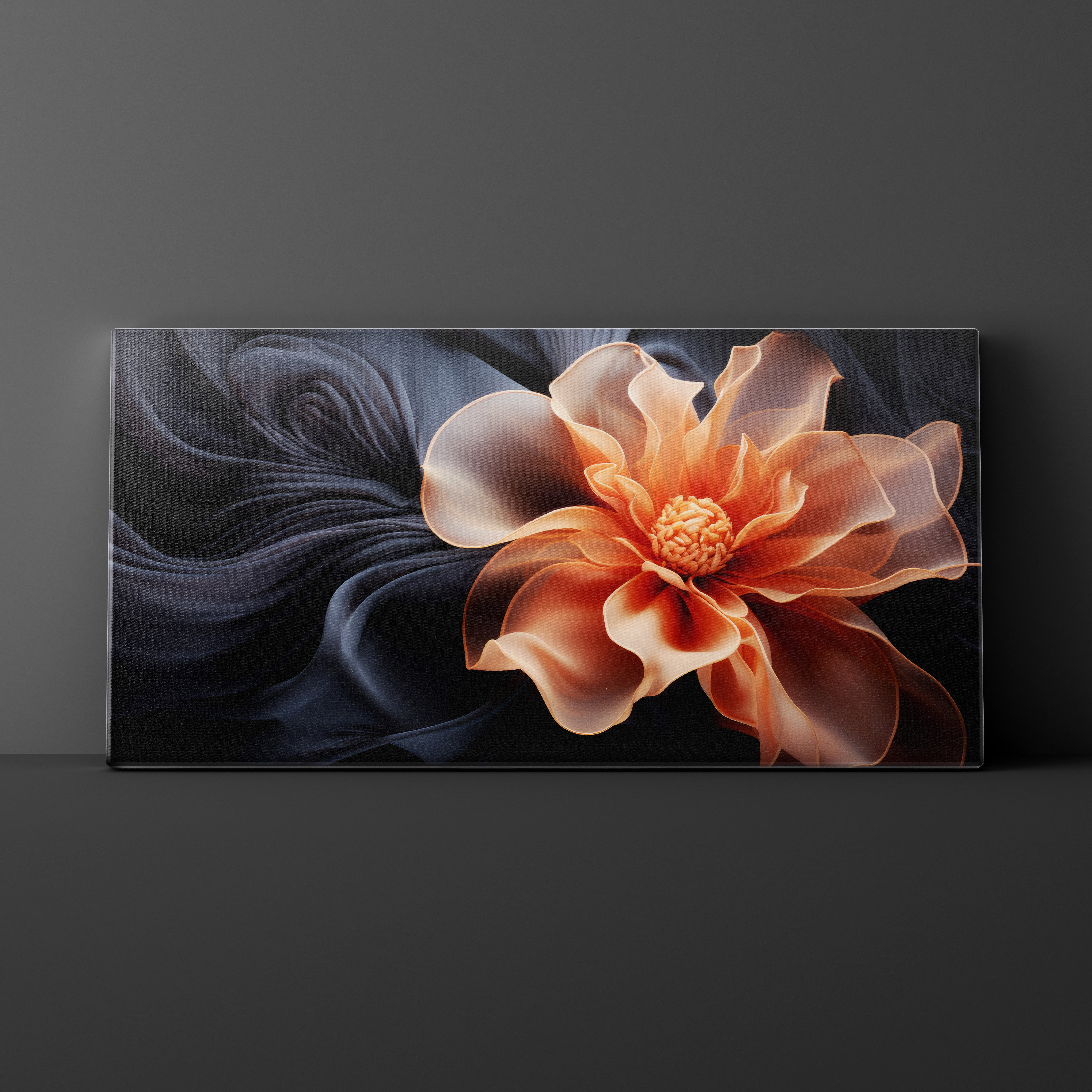 Canvas print of a large flower on a dark background