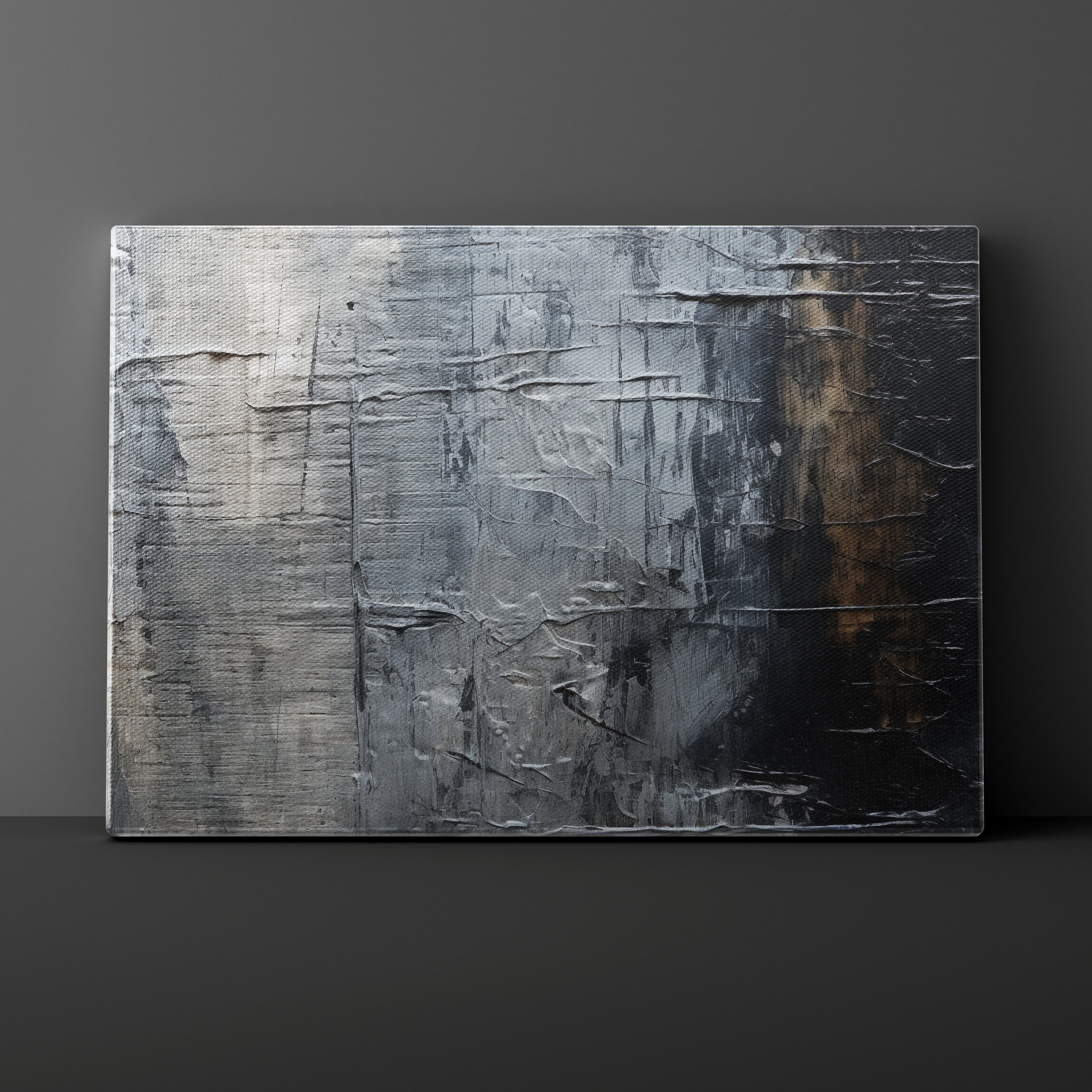 Abstract textured painting on a dark gray background